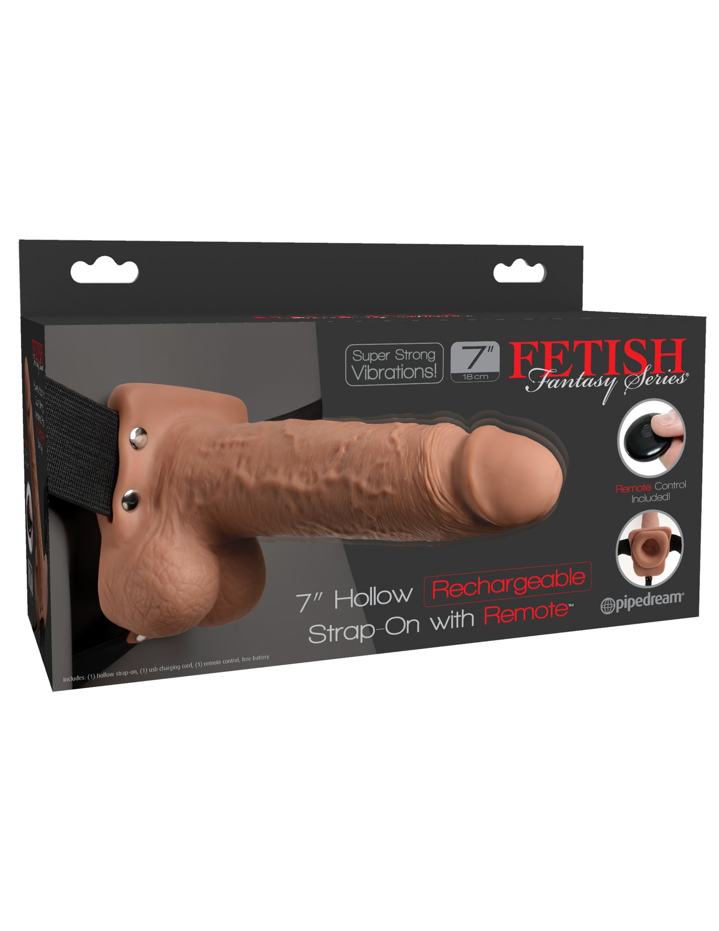 Fetish Fantasy Series 7 Inch Hollow Rechargeable Strap-on With Remote - Tan - Not Very Vanilla