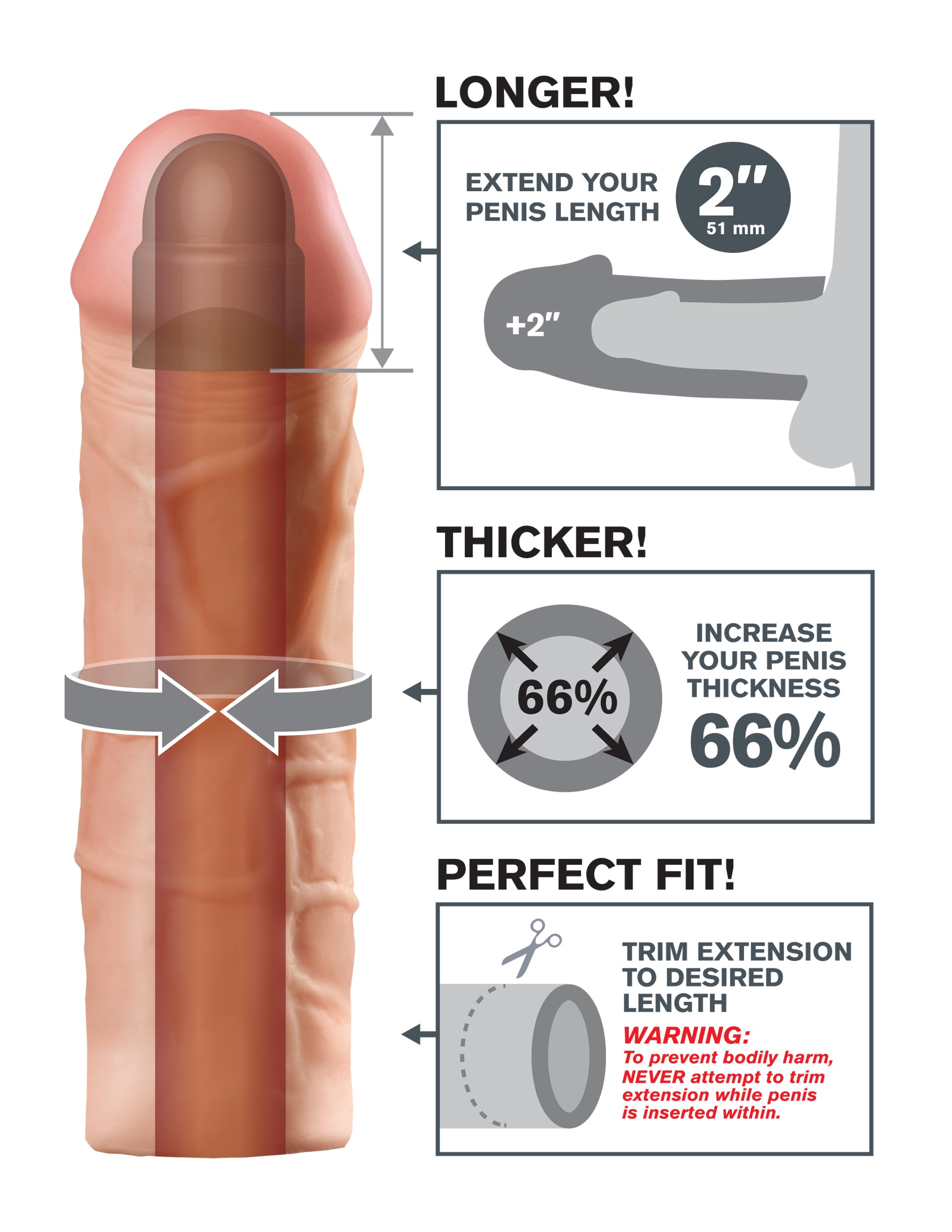 Fantasy X-Tension Mega 2-Inch Extension - Flesh - Not Very Vanilla