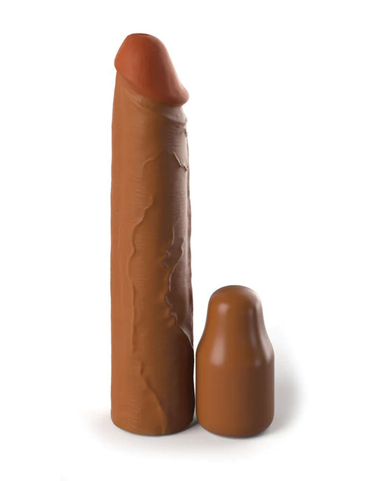 Fantasy X-Tensions Elite 8 Inch Sleeve With 2 Inch Plug - Tan - Not Very Vanilla