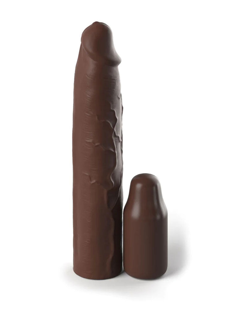 Fantasy X-Tensions Elite 9 Inch Sleeve With 3 Inch Plug - Brown - Not Very Vanilla