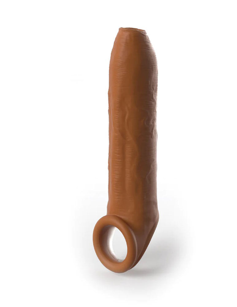 Fantasy X-Tensions Elite Uncut 7 Inch Extension Sleeve With Strap - Tan - Not Very Vanilla