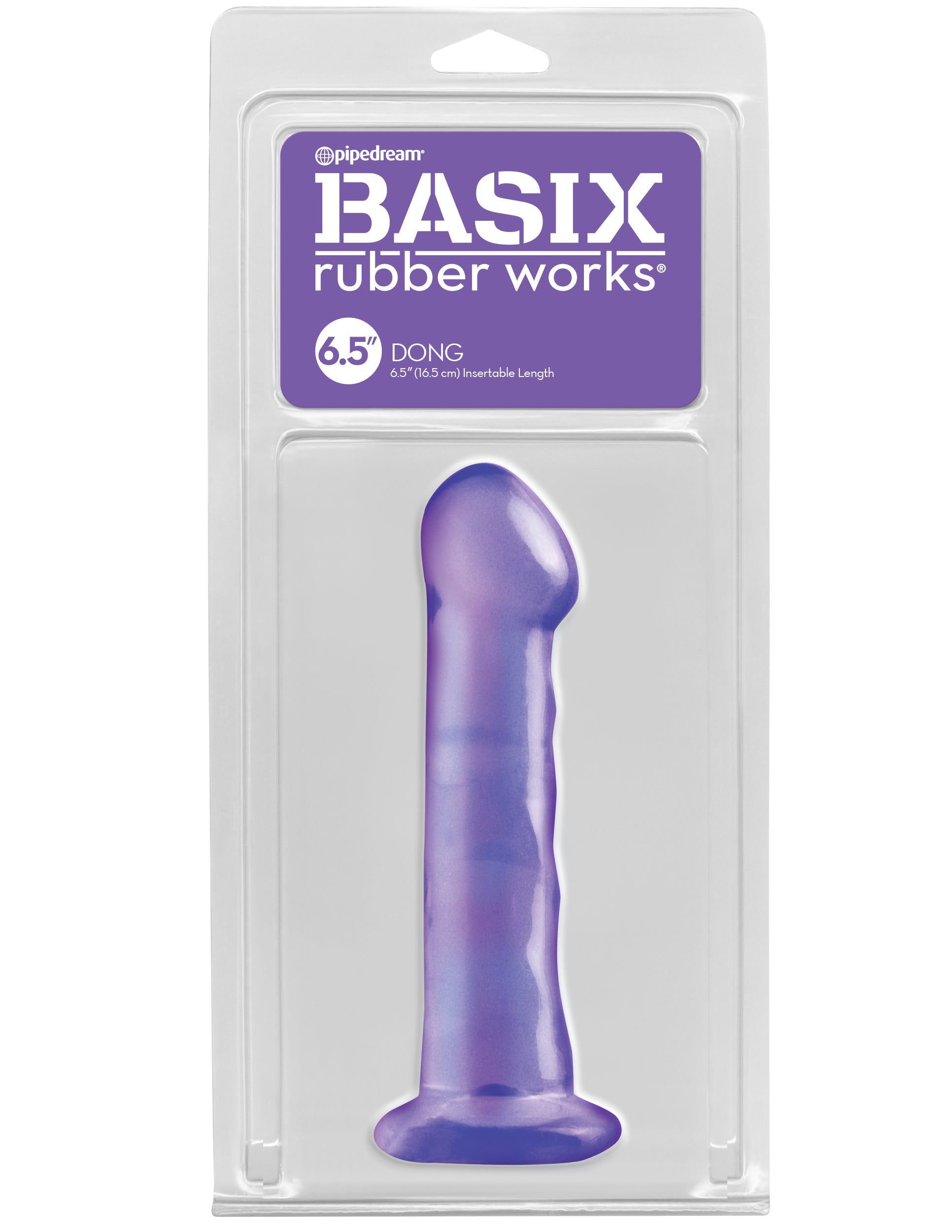 Basix Rubber Works - 6.5 Inch Dong With Suction Cup - Purple - Not Very Vanilla