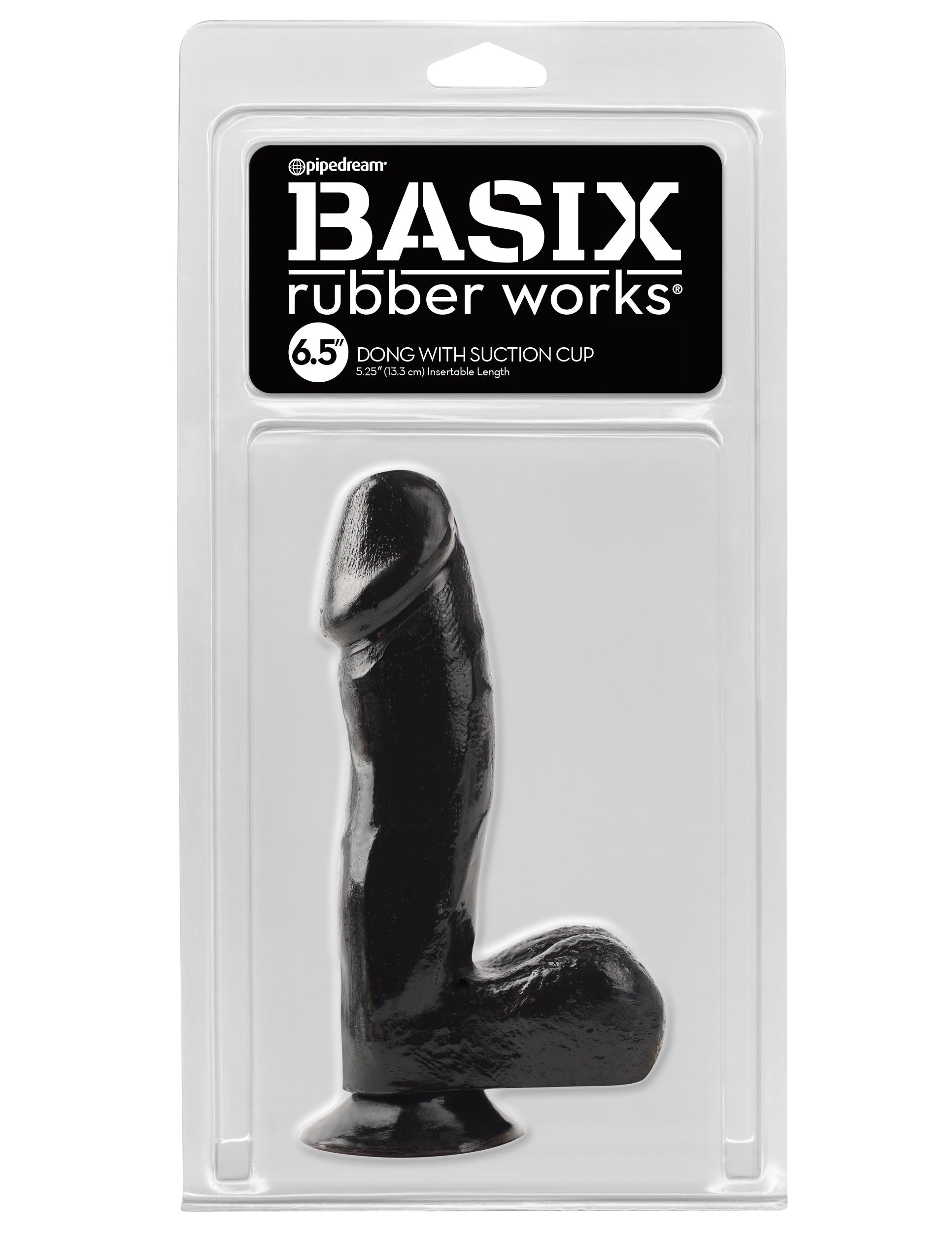 Basix Rubber Works - 6.5 Inch Dong With Suction Cup - Black - Not Very Vanilla