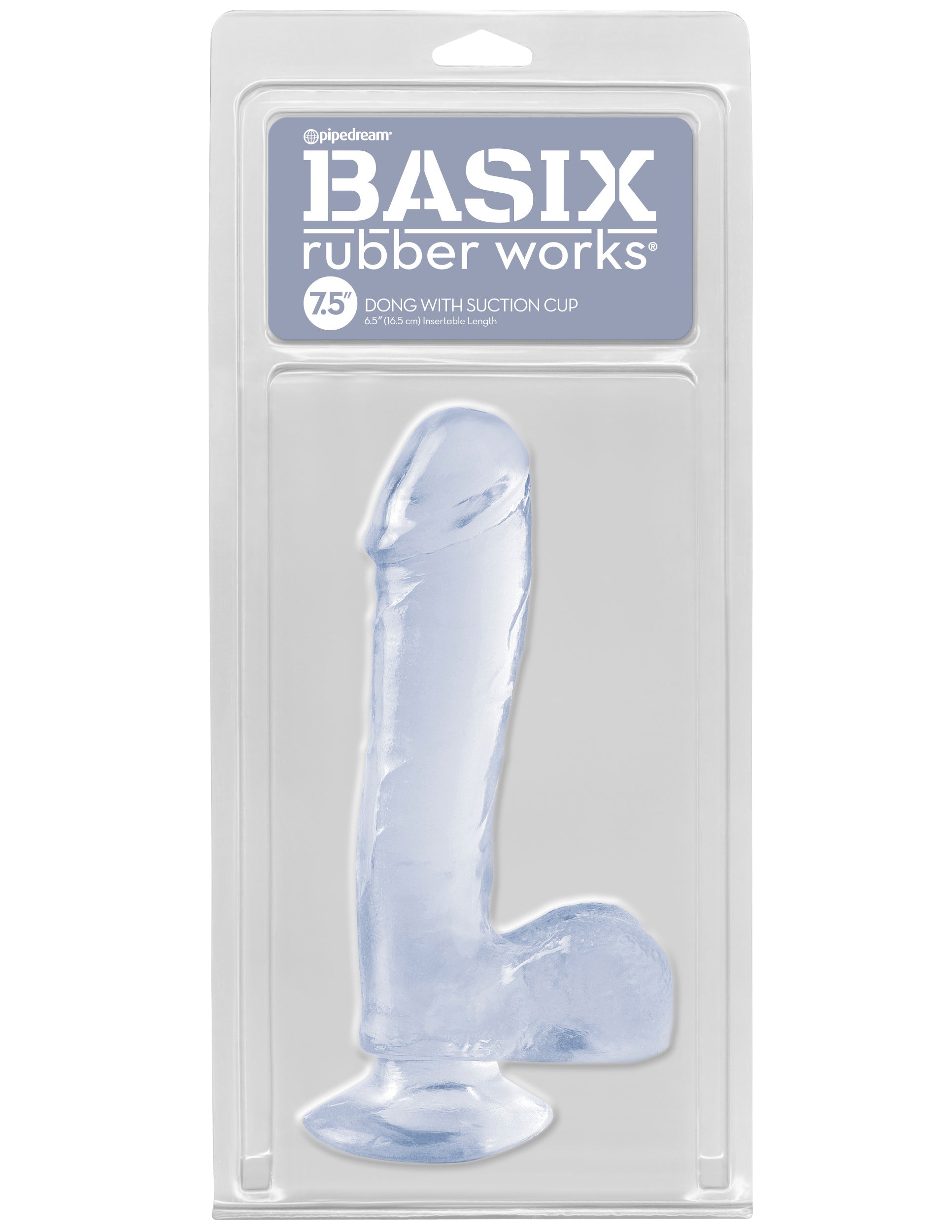 Basix Rubber Works - 7.5 Inch Dong With Suction Cup - Clear - Not Very Vanilla