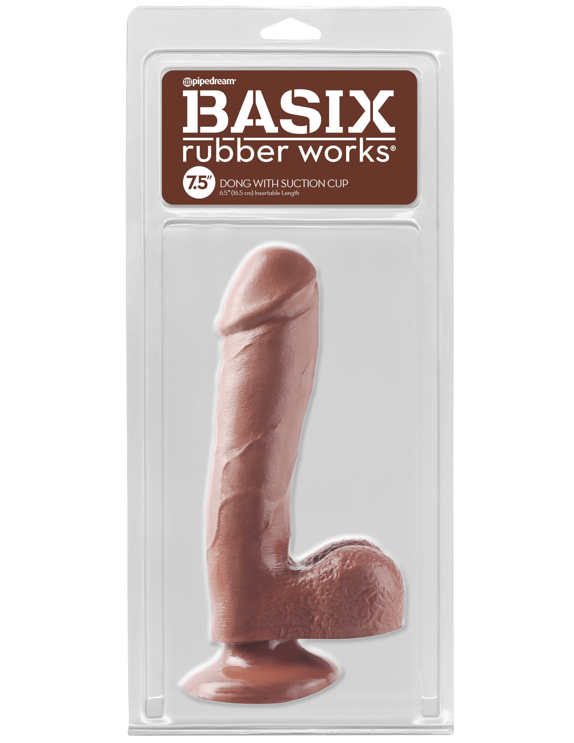 Basix Rubber Works - 7.5 Inch Dong With Suction Cup - Brown - Not Very Vanilla