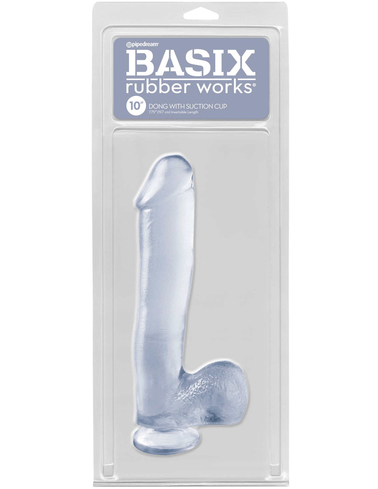 Basix Rubber Works - 10 Inch Dong With Suction Cup - Clear - Not Very Vanilla