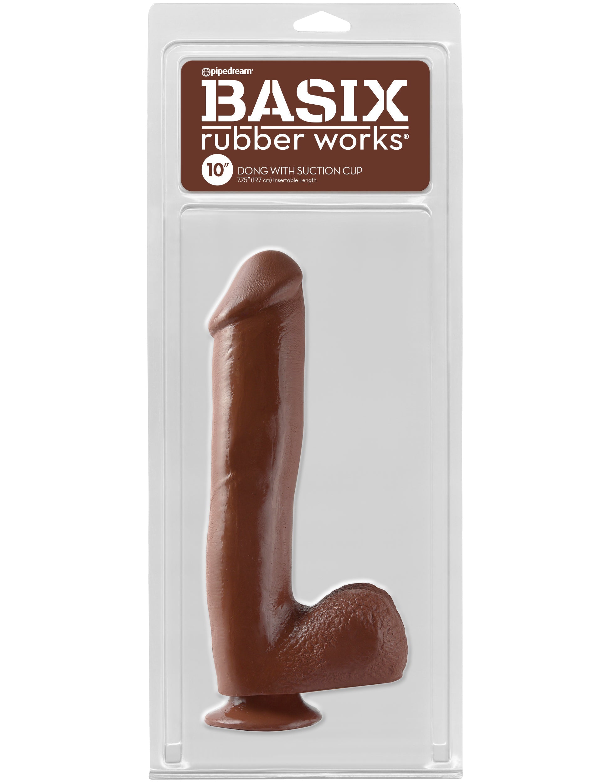 Basix Rubber Works - 10 Inch Dong With Suction - Brown - Not Very Vanilla