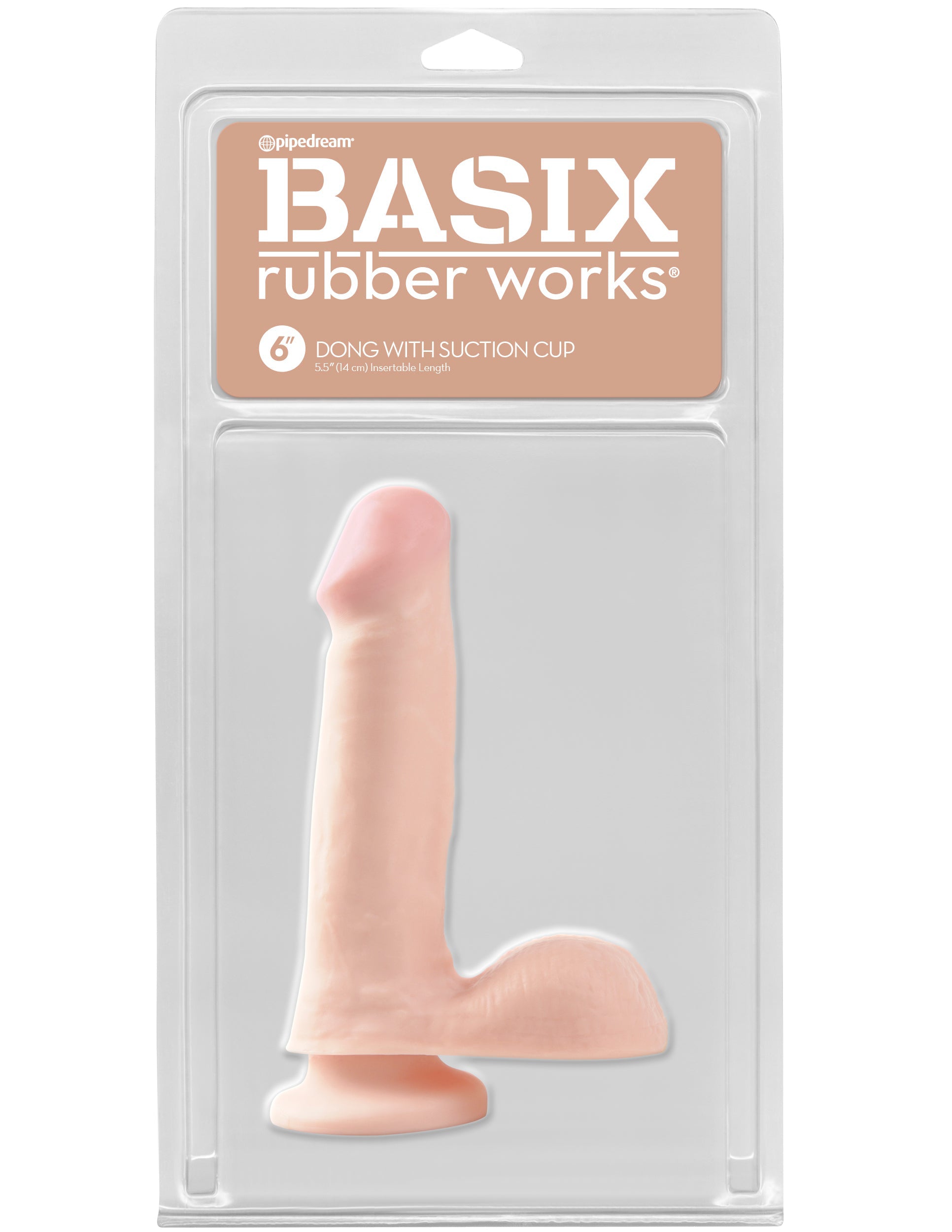 Basix Rubber Works - 6 Inch Dong With Suction Cup - Flesh - Not Very Vanilla