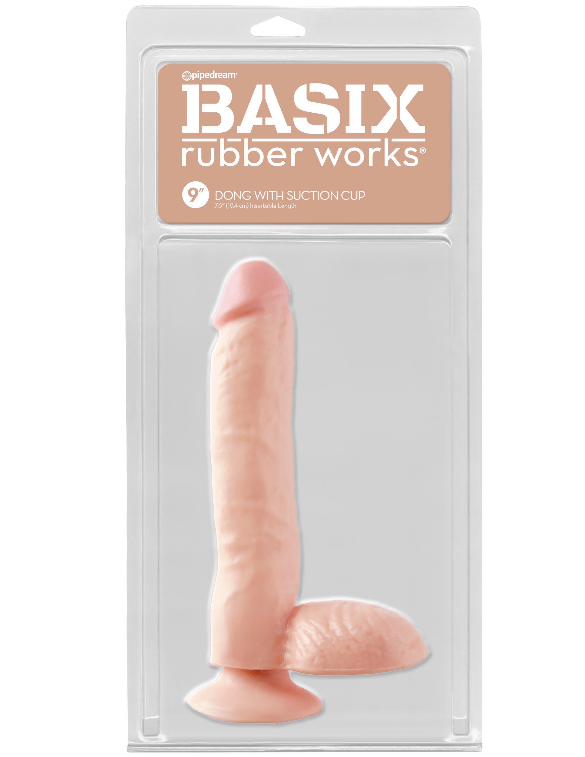 Basix Rubber Works 9 Inch Dong With Suction Cup - Flesh - Not Very Vanilla