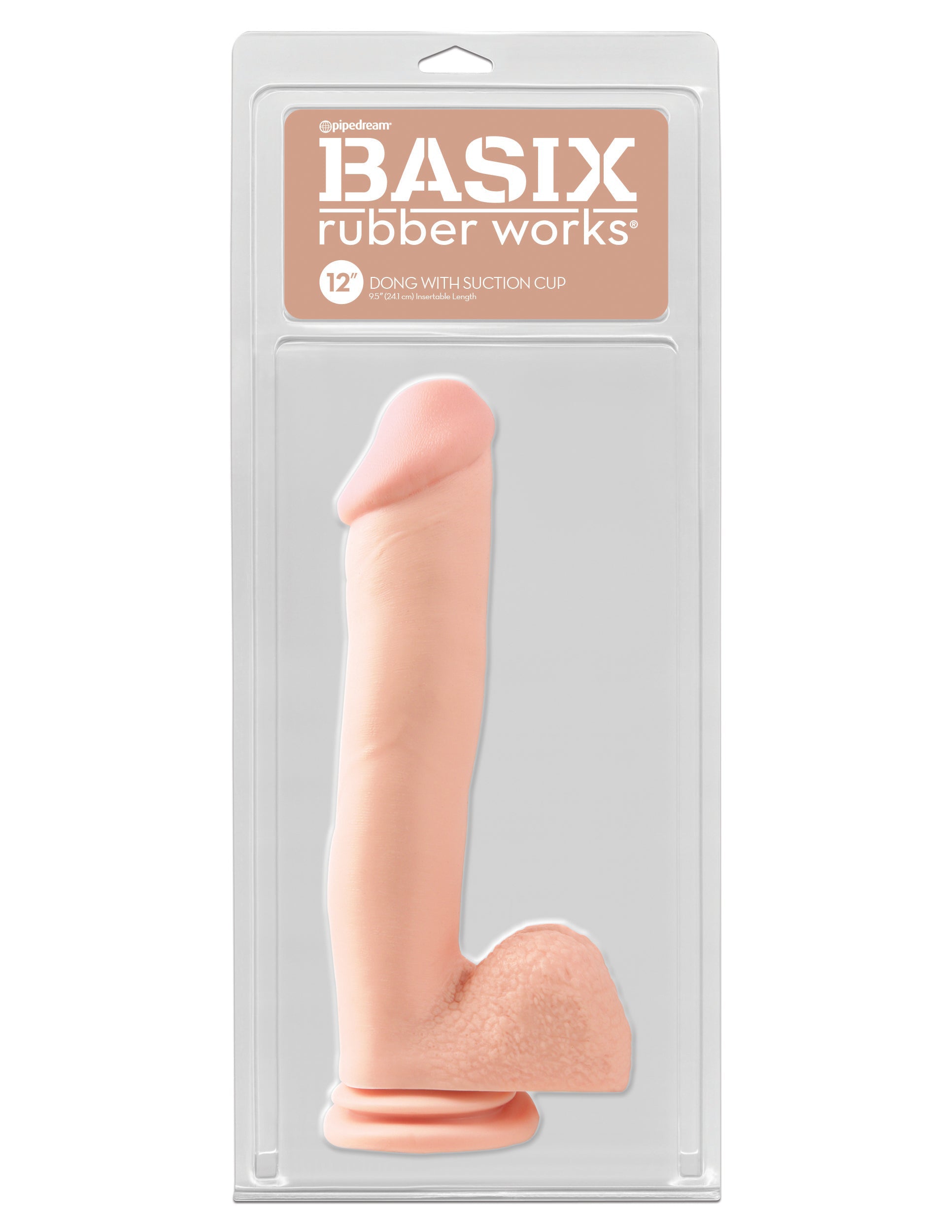 Basix Rubber Works 12 Inch Dong With Suction Cup - Light - Not Very Vanilla