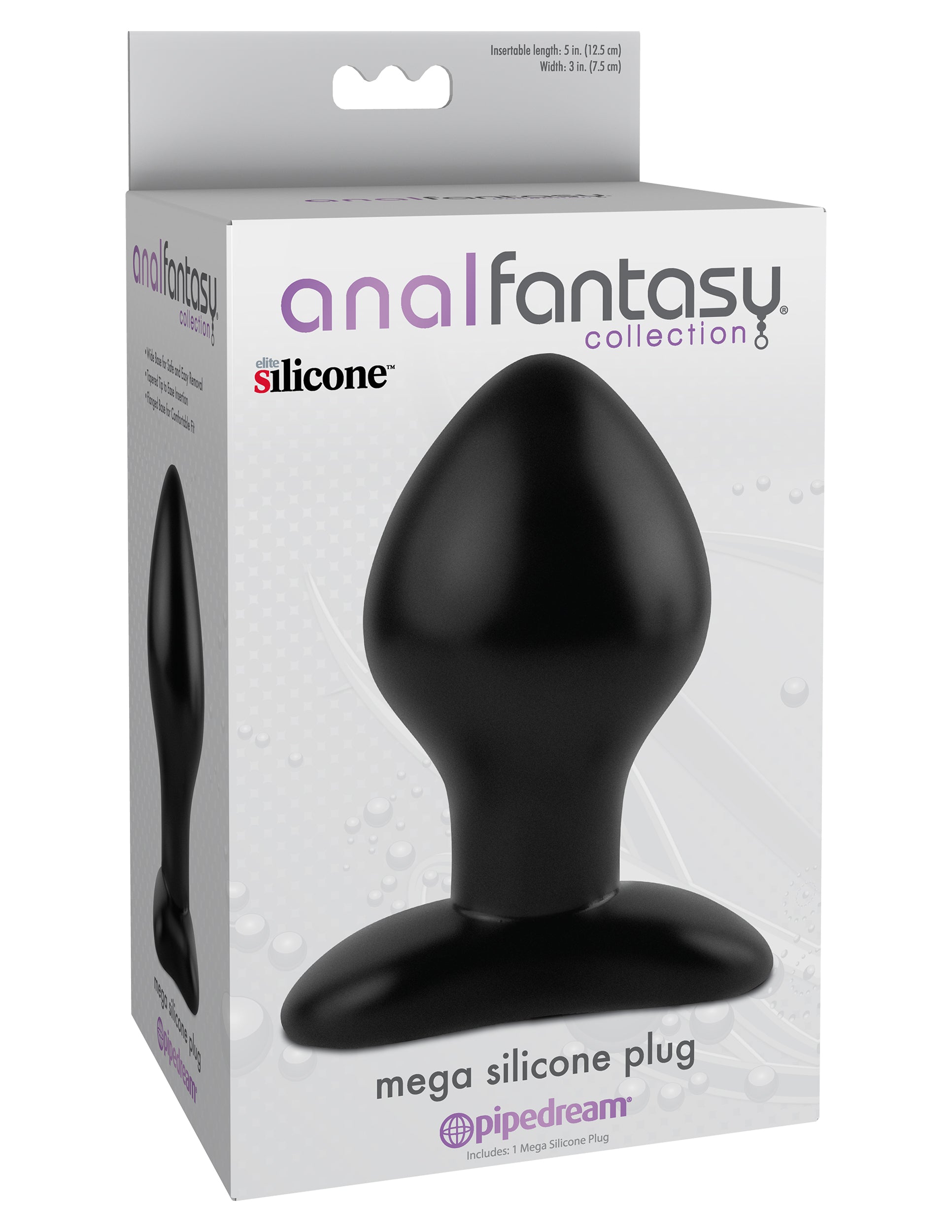 Anal Fantasy Collection Mega Silicone Plug - Black - Not Very Vanilla