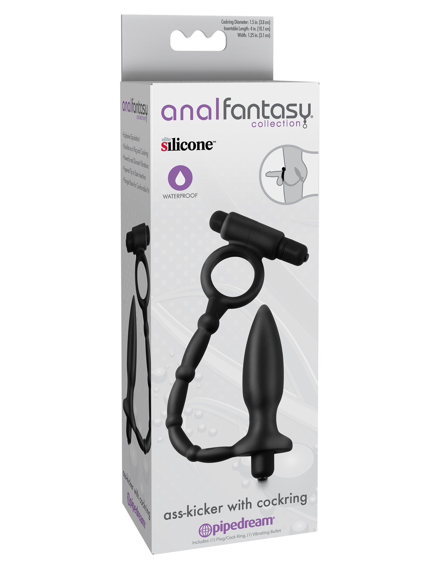 Anal Fantasy Collection Ass Kicker With Cockring - Black - Not Very Vanilla