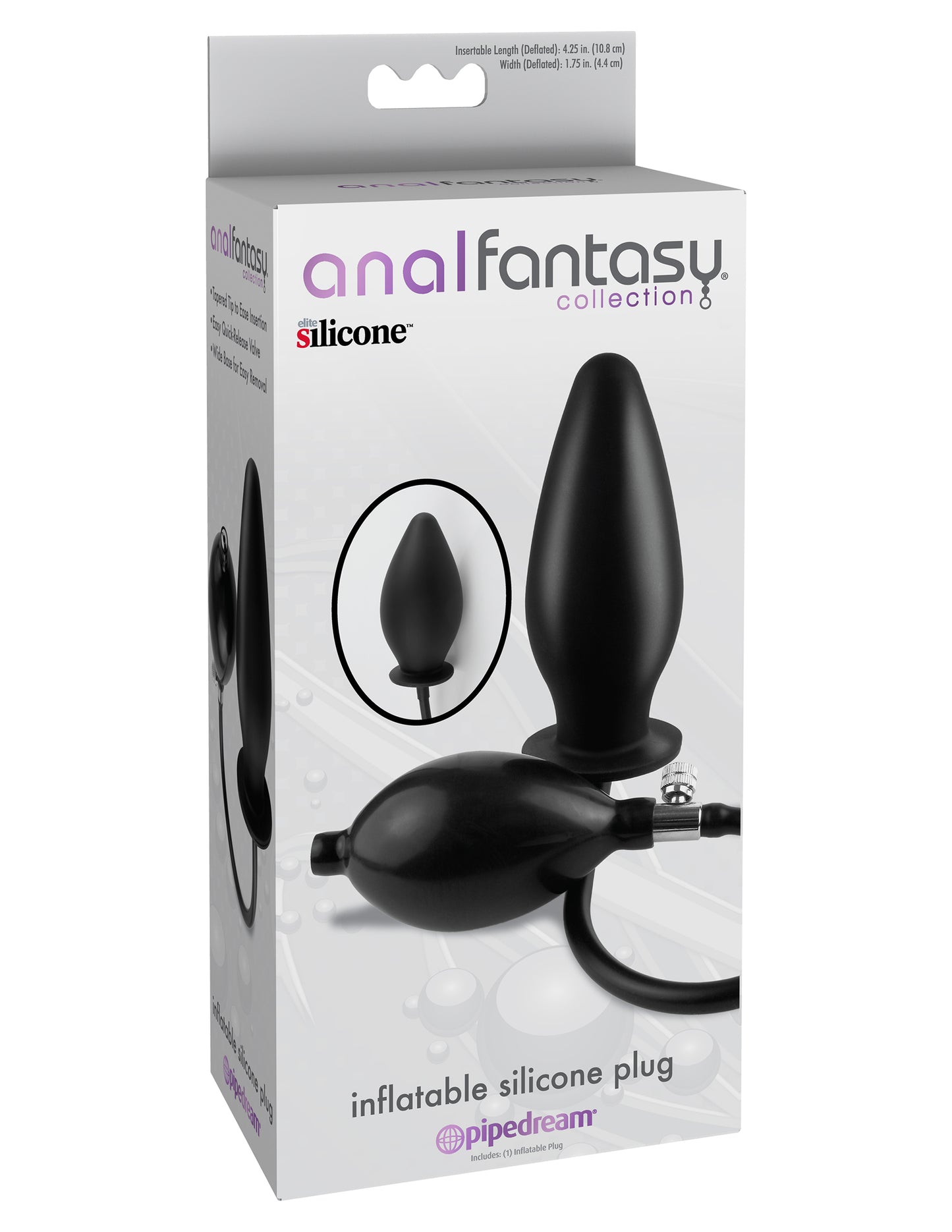 Anal Fantasy Collection Inflatable Silicone Plug - Black - Not Very Vanilla