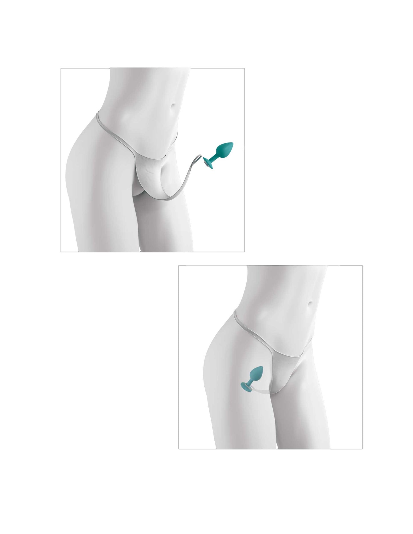 Hookup Panties Crotchless Secret Gem - White - XL - Xxl
