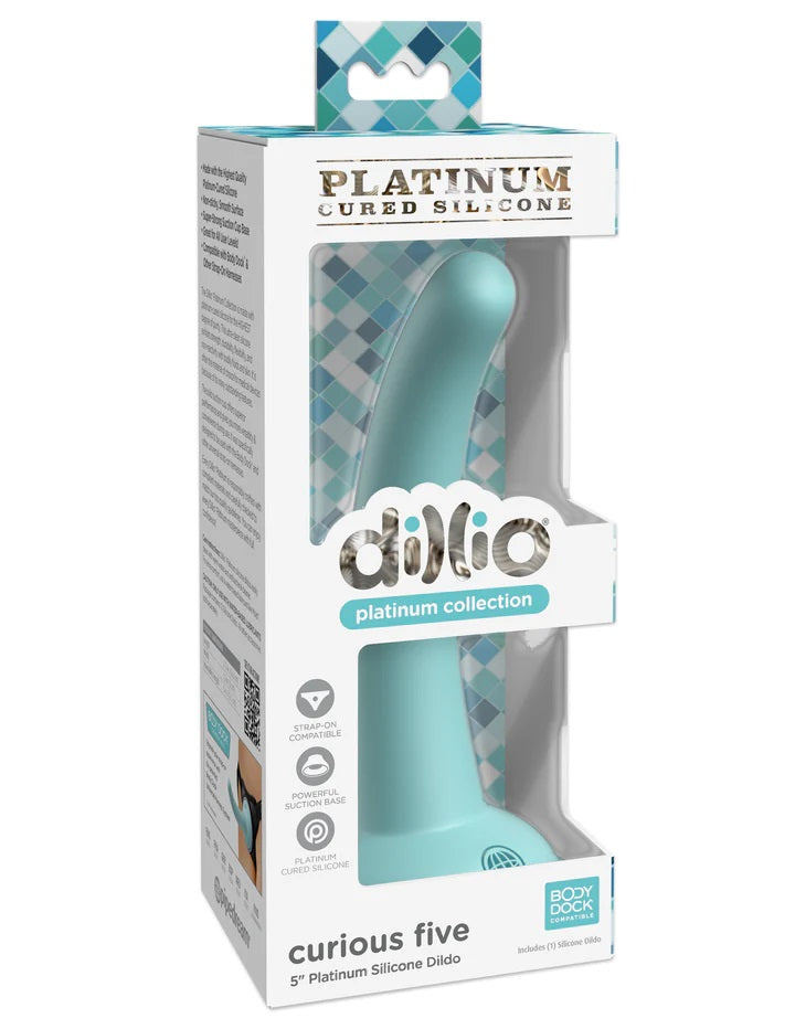 Dillio Platinum - Curious Five 5 Inch Dildo - Teal - Not Very Vanilla