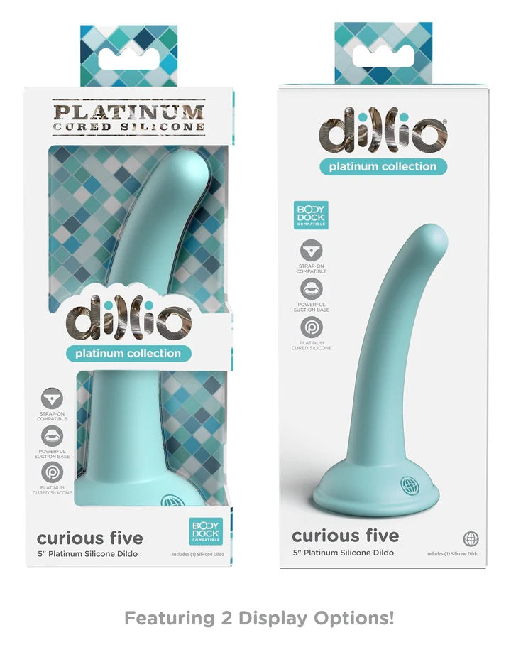 Dillio Platinum - Curious Five 5 Inch Dildo - Teal - Not Very Vanilla