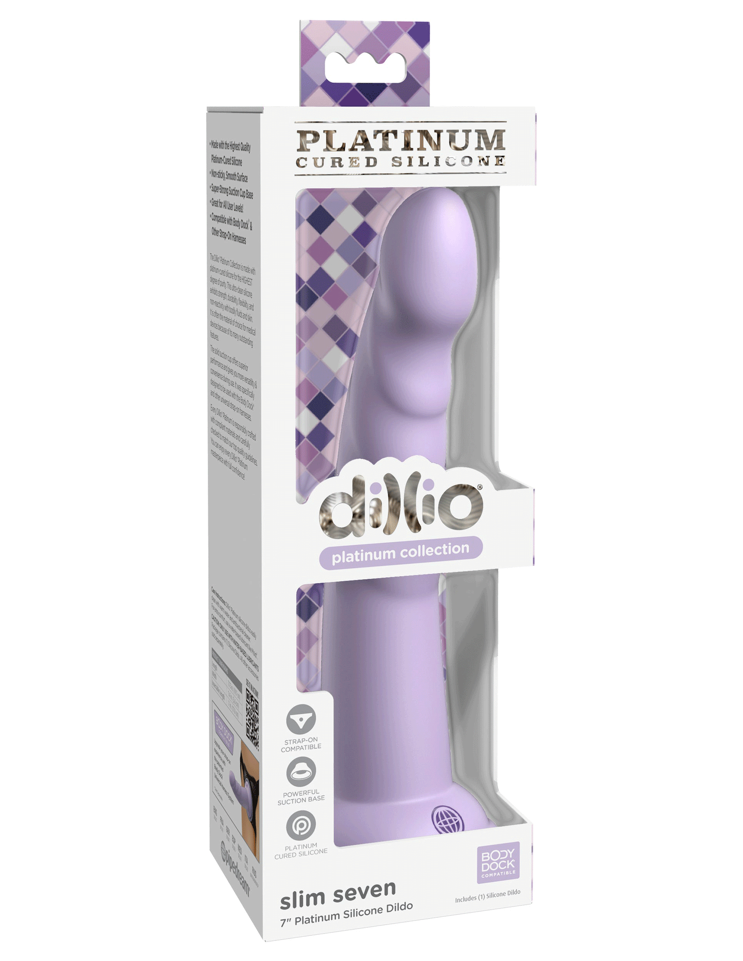 Dillio Platinum - Slim Seven 7 Inch Dildo - Purple - Not Very Vanilla