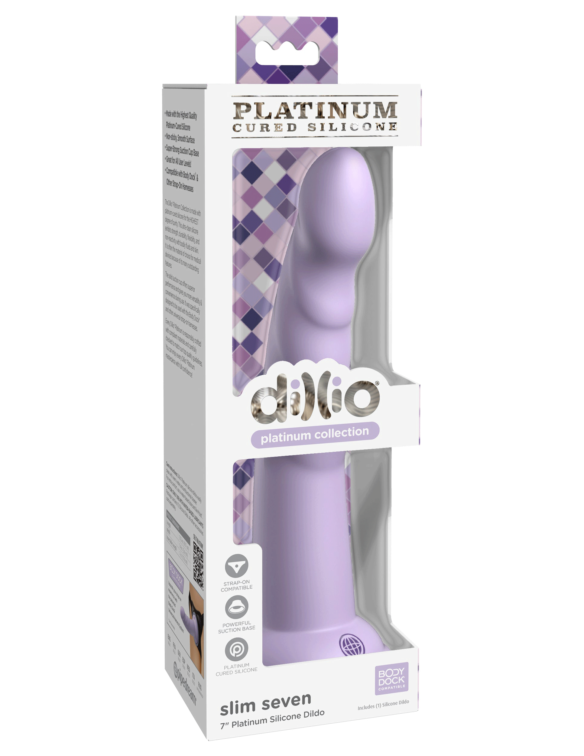 Dillio Platinum - Slim Seven 7 Inch Dildo - Purple - Not Very Vanilla