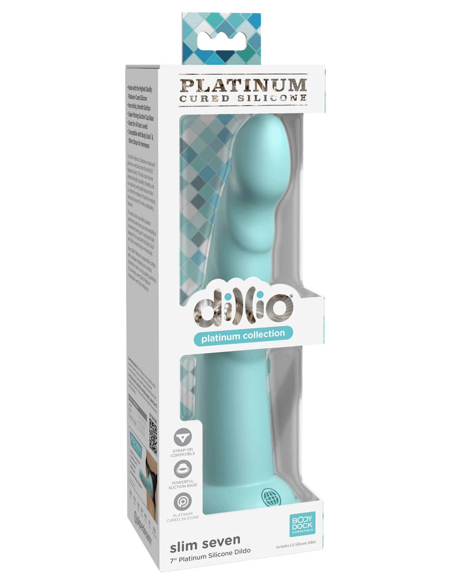 Dillio Platinum - Slim Seven 7 Inch Dildo - Teal - Not Very Vanilla