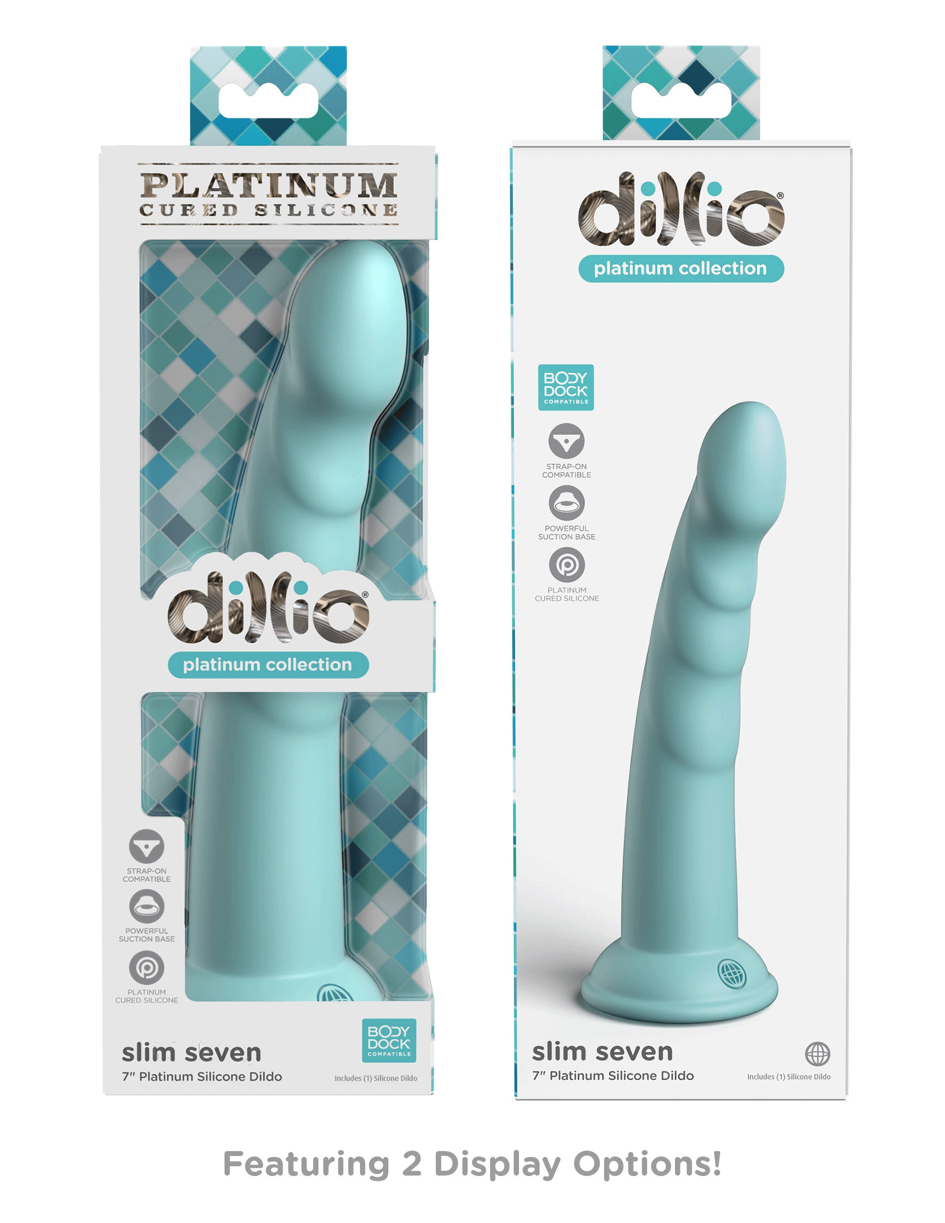 Dillio Platinum - Slim Seven 7 Inch Dildo - Teal - Not Very Vanilla