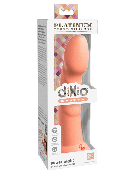 Dillio Platinum - Super Eight 8 Inch Dildo - Peach - Not Very Vanilla