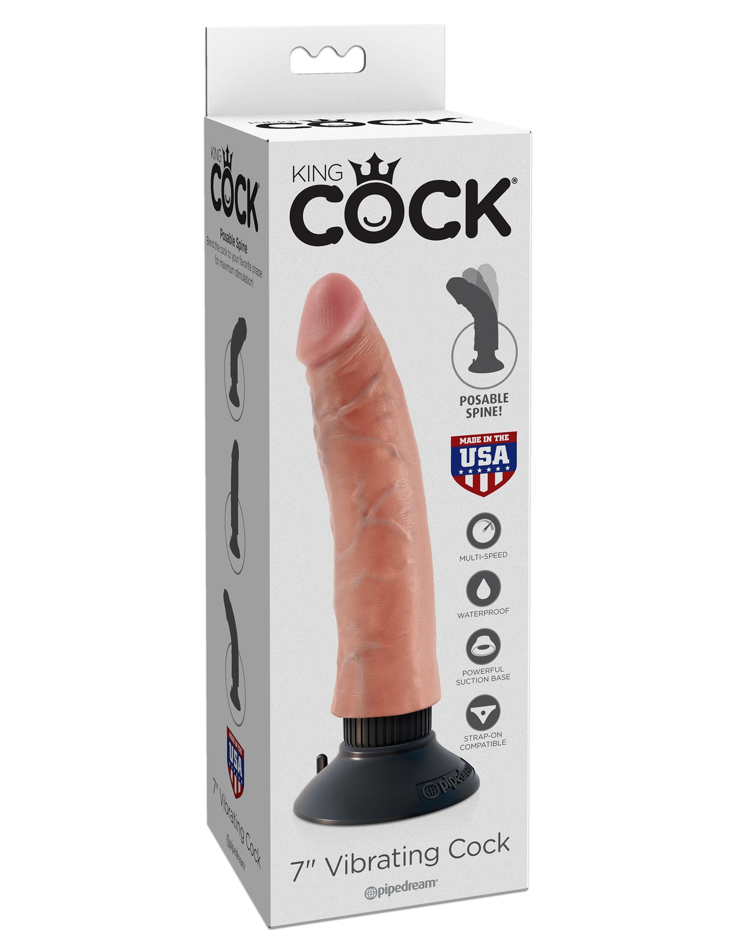 King Cock 7-Inch Vibrating Cock - Light - Not Very Vanilla