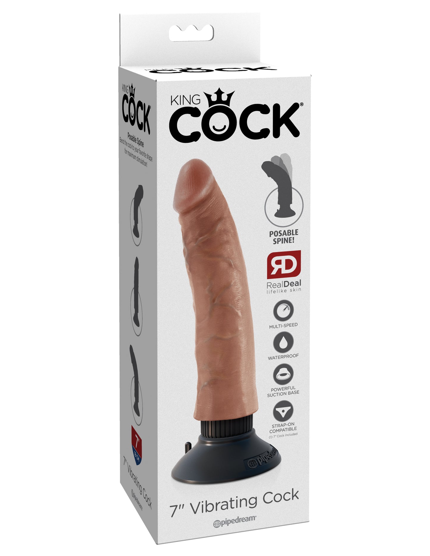 King Cock 7 Inch Vibrating Cock - Tan - Not Very Vanilla