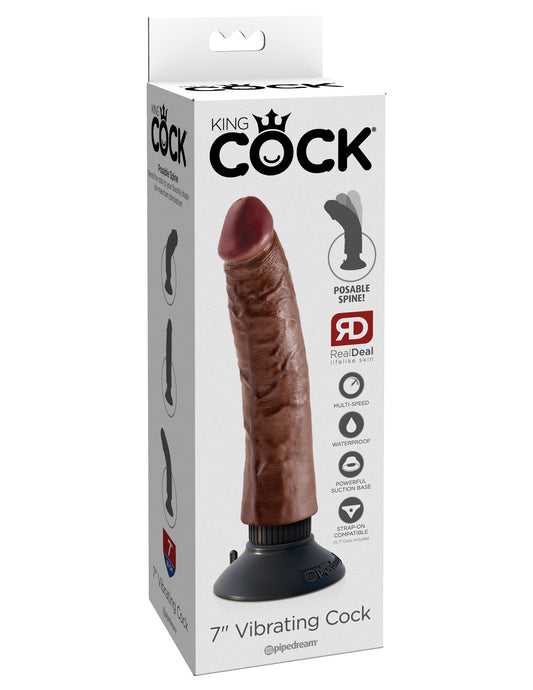 King Cock 7-Inch Vibrating Cock - Brown - Not Very Vanilla