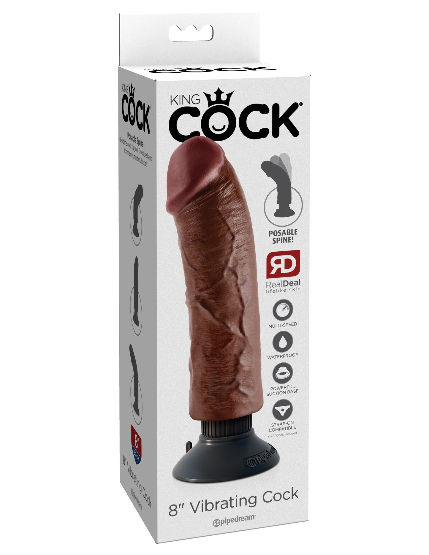 King Cock 8-Inch Vibrating Cock - Brown - Not Very Vanilla