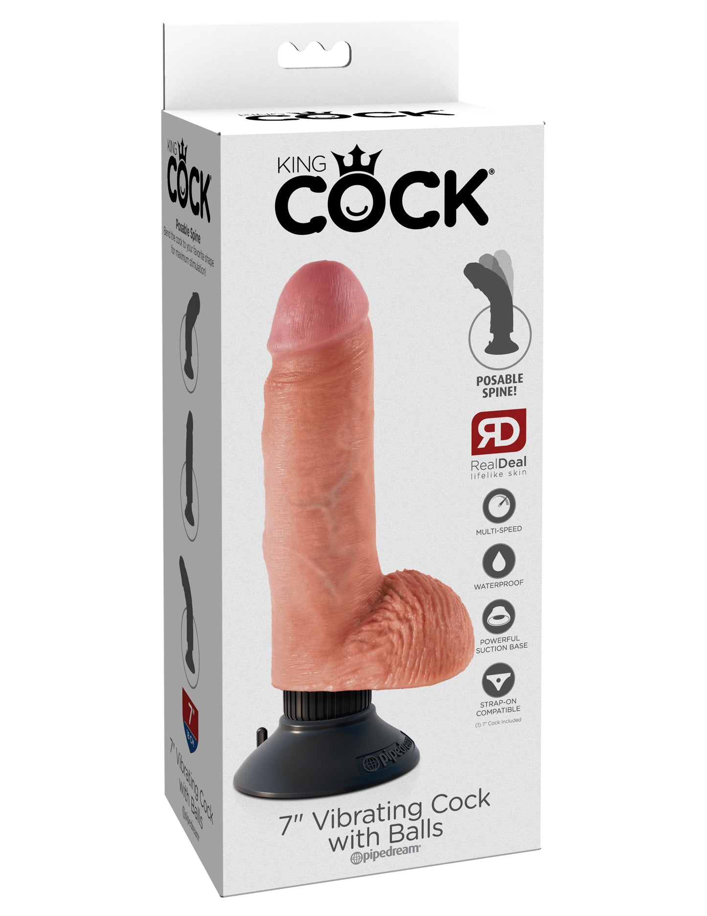 King Cock 7-Inch Vibrating Cock With Balls - Flesh - Not Very Vanilla