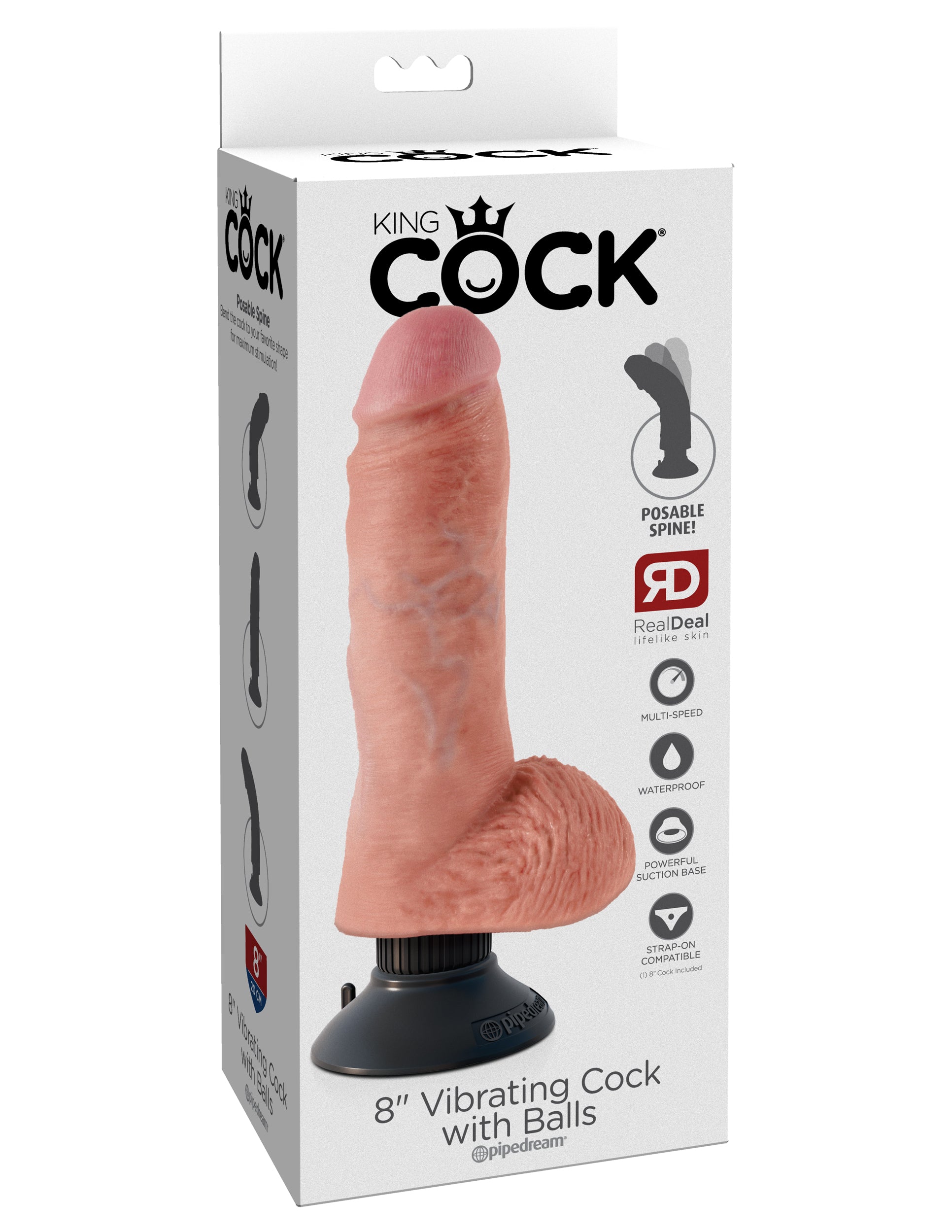 King Cock 8-Inch Vibrating Cock With Balls - Flesh - Not Very Vanilla