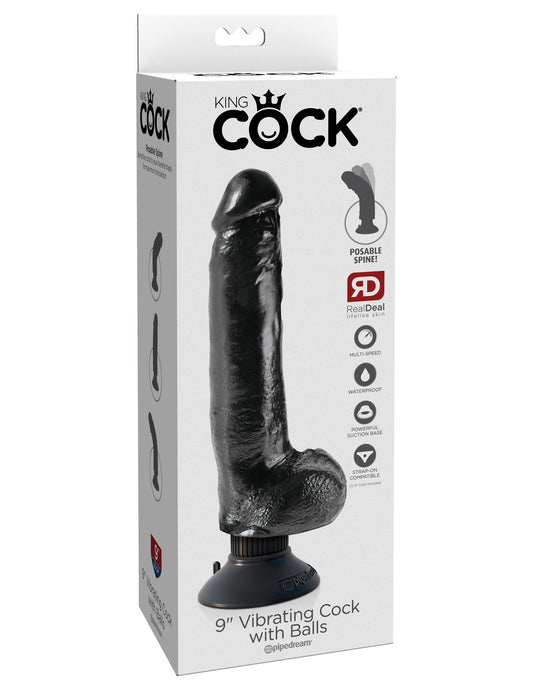 King Cock 9-Inch Vibrating Cock With Balls - Black - Not Very Vanilla