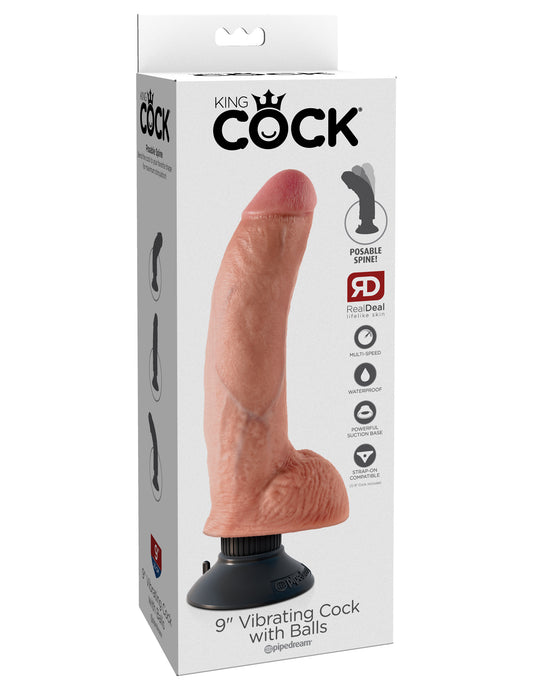 King Cock 9-Inch Vibrating Cock With Balls - Flesh - Not Very Vanilla