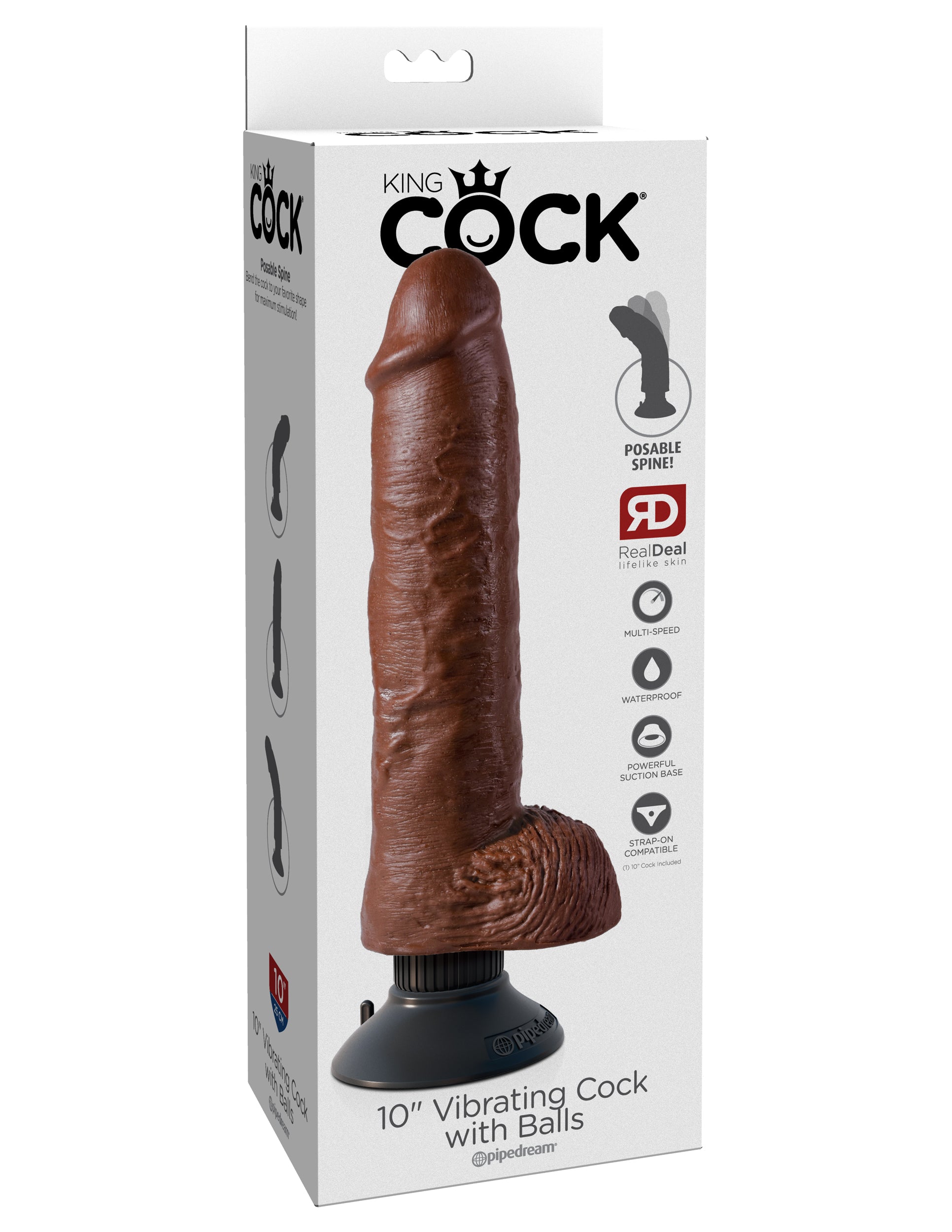 King Cock 10-Inch Vibrating Cock With Balls - Brown - Not Very Vanilla