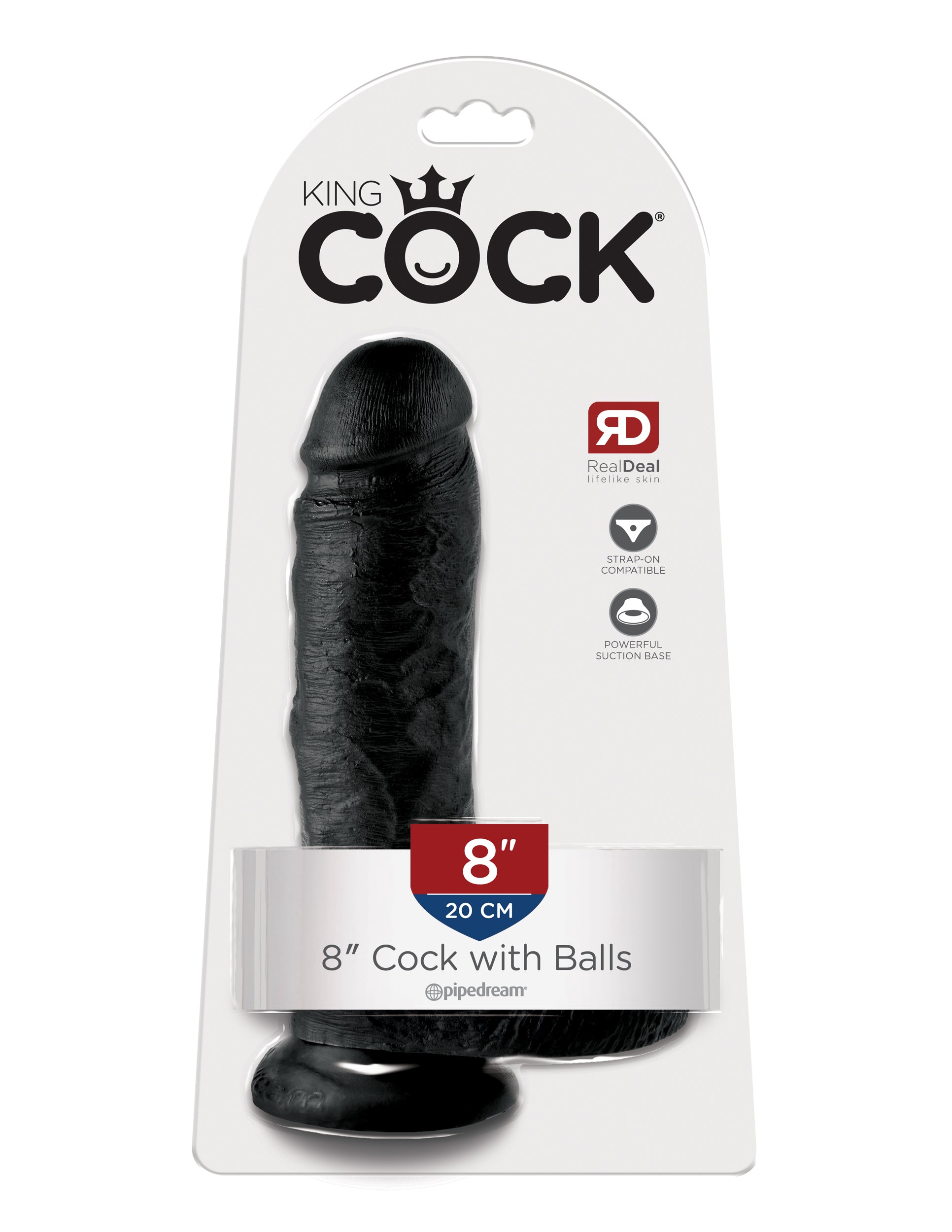 King Cock 8-Inch Cock With Balls - Black - Not Very Vanilla