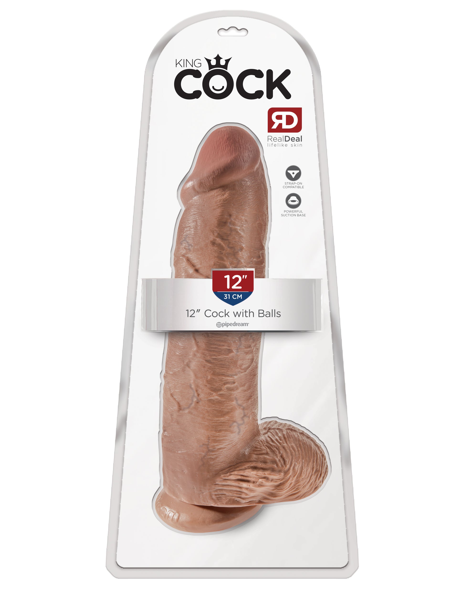 King Cock 12 Inch Cock With Balls - Tan - Not Very Vanilla