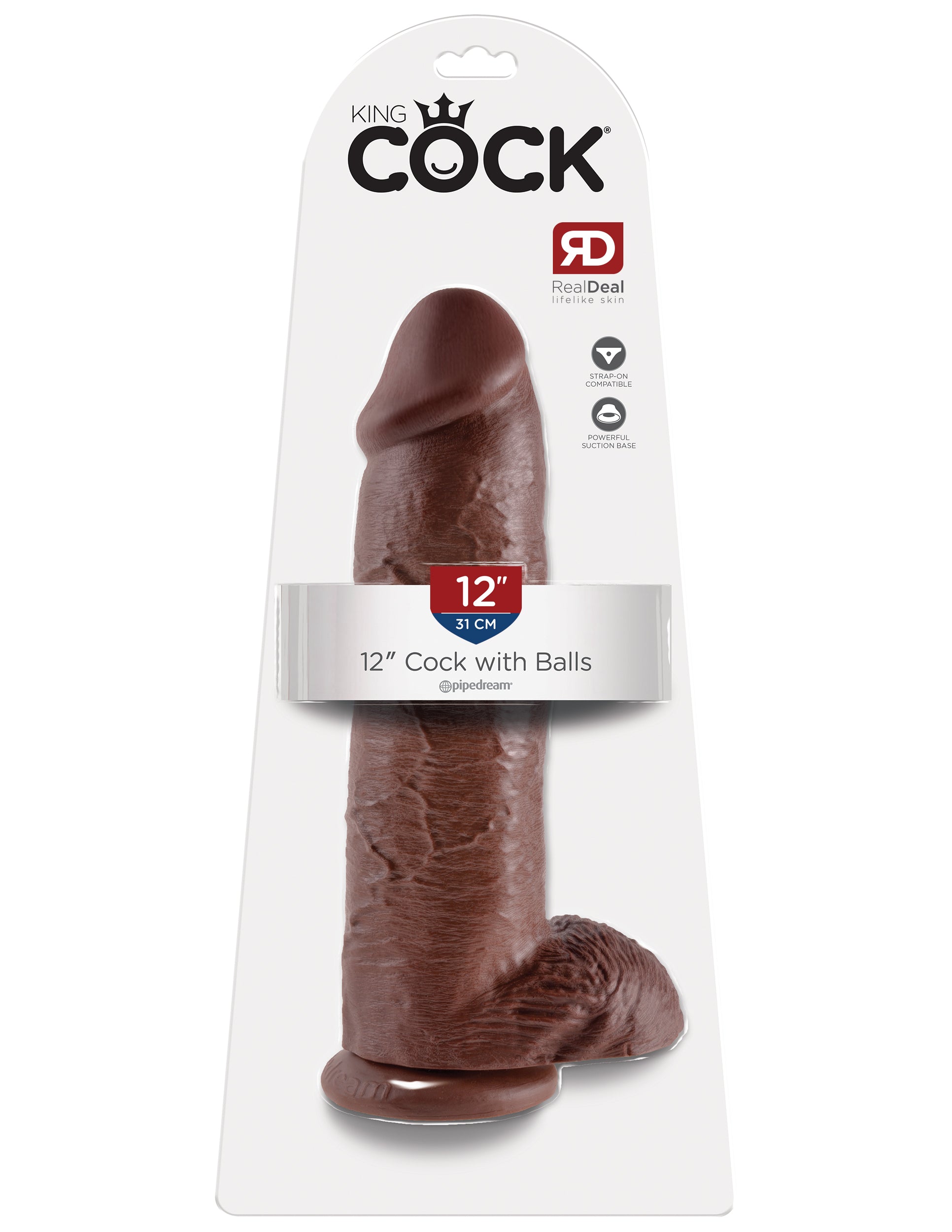 King Cock 12 Inch Cock With Balls - Brown - Not Very Vanilla