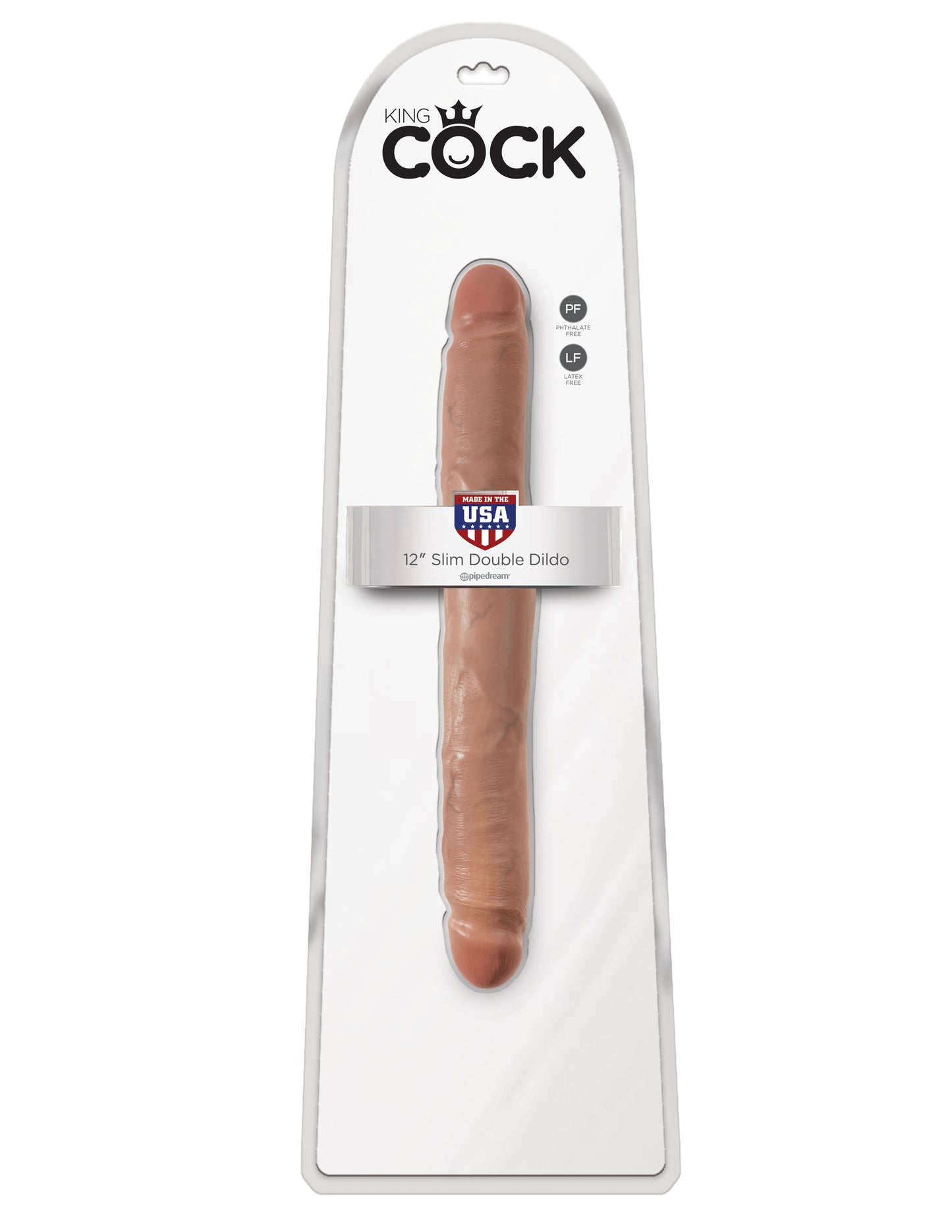 King Cock 12 Inch Slim Double Dildo - Tan - Not Very Vanilla