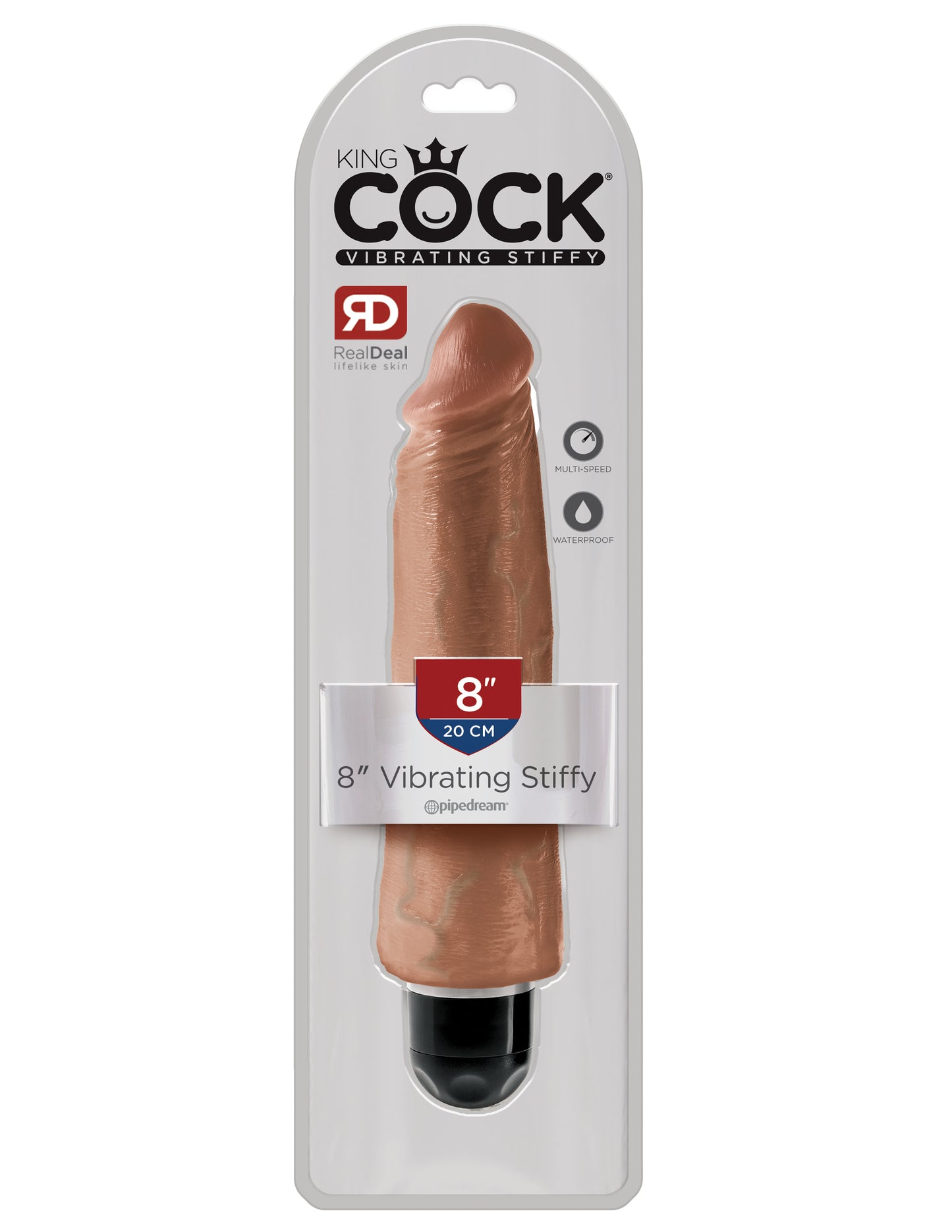 King Cock 8 Inch Vibrating Stiffy - Tan - Not Very Vanilla