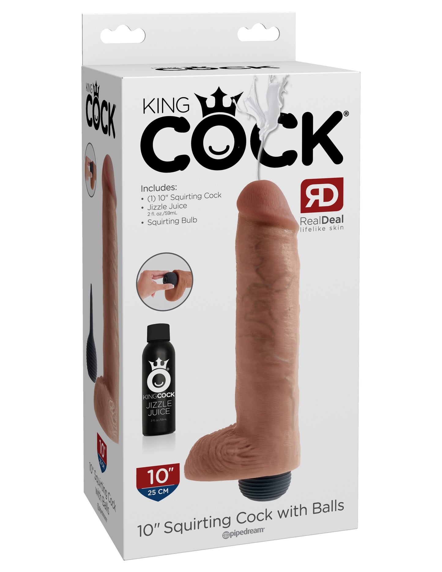 King Cock 10 Inch Squirting Cock With Balls - Light - Not Very Vanilla