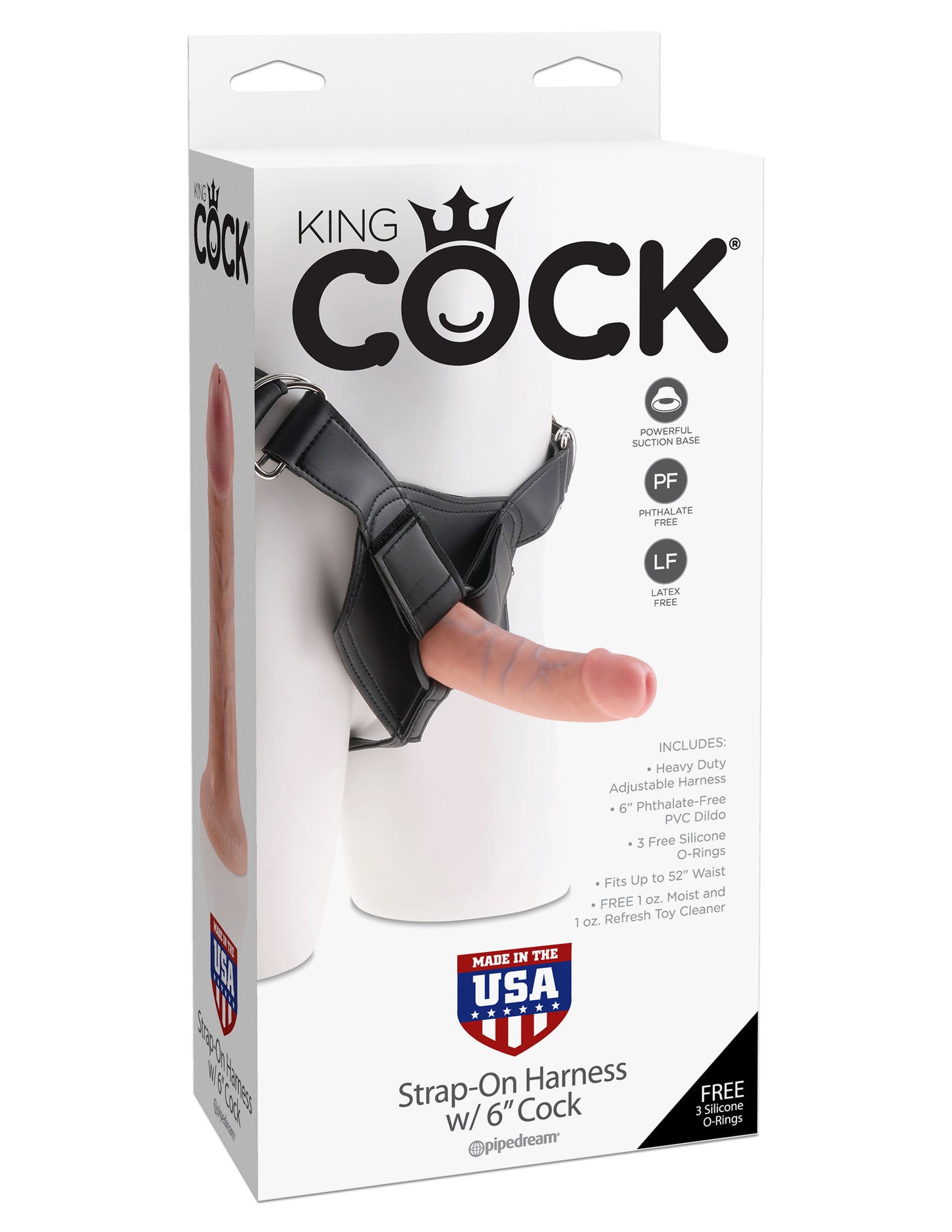 King Cock Strap on Harness With 6 Inch Cock - Light - Not Very Vanilla