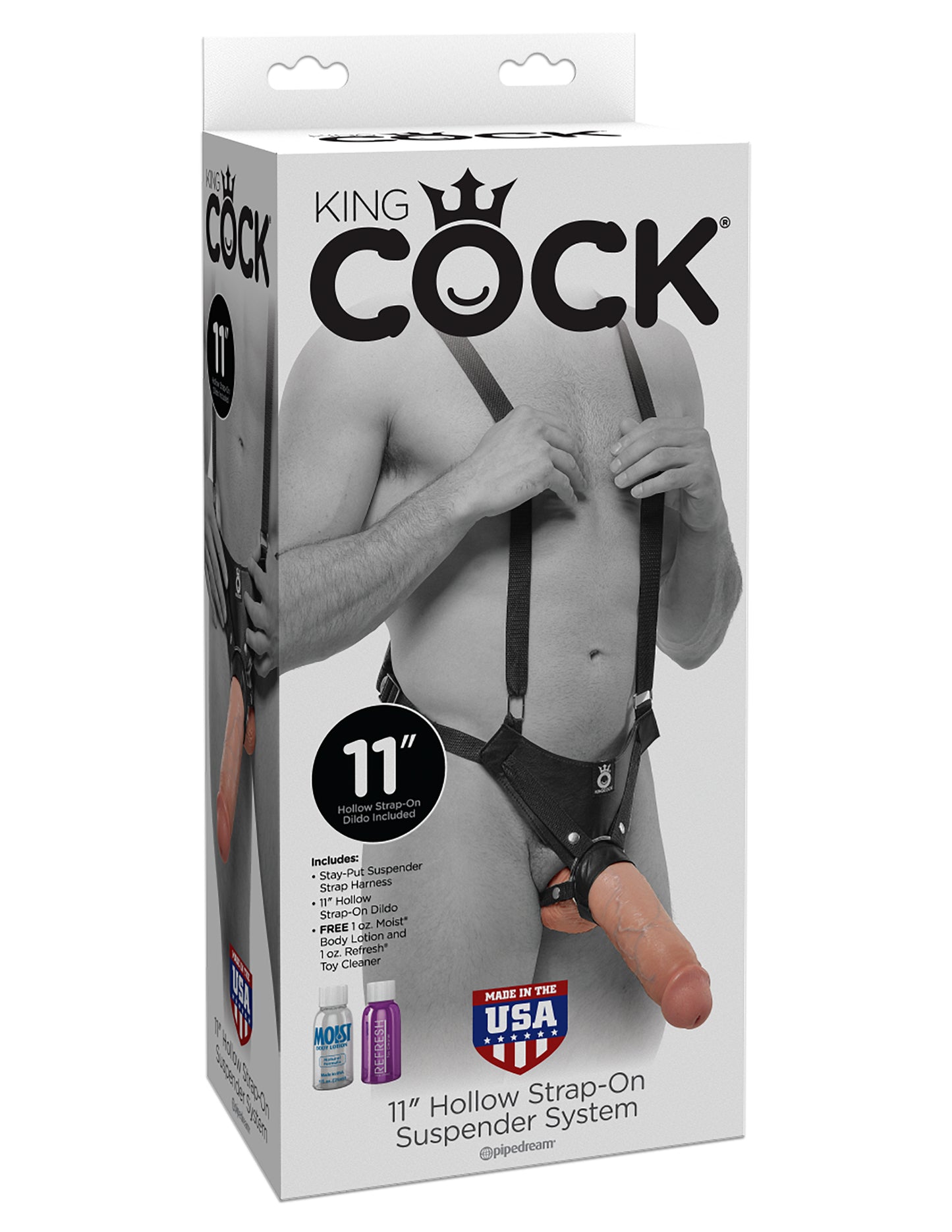 King Cock 11 Inch Hollow Strap on Suspender System - Flesh - Not Very Vanilla