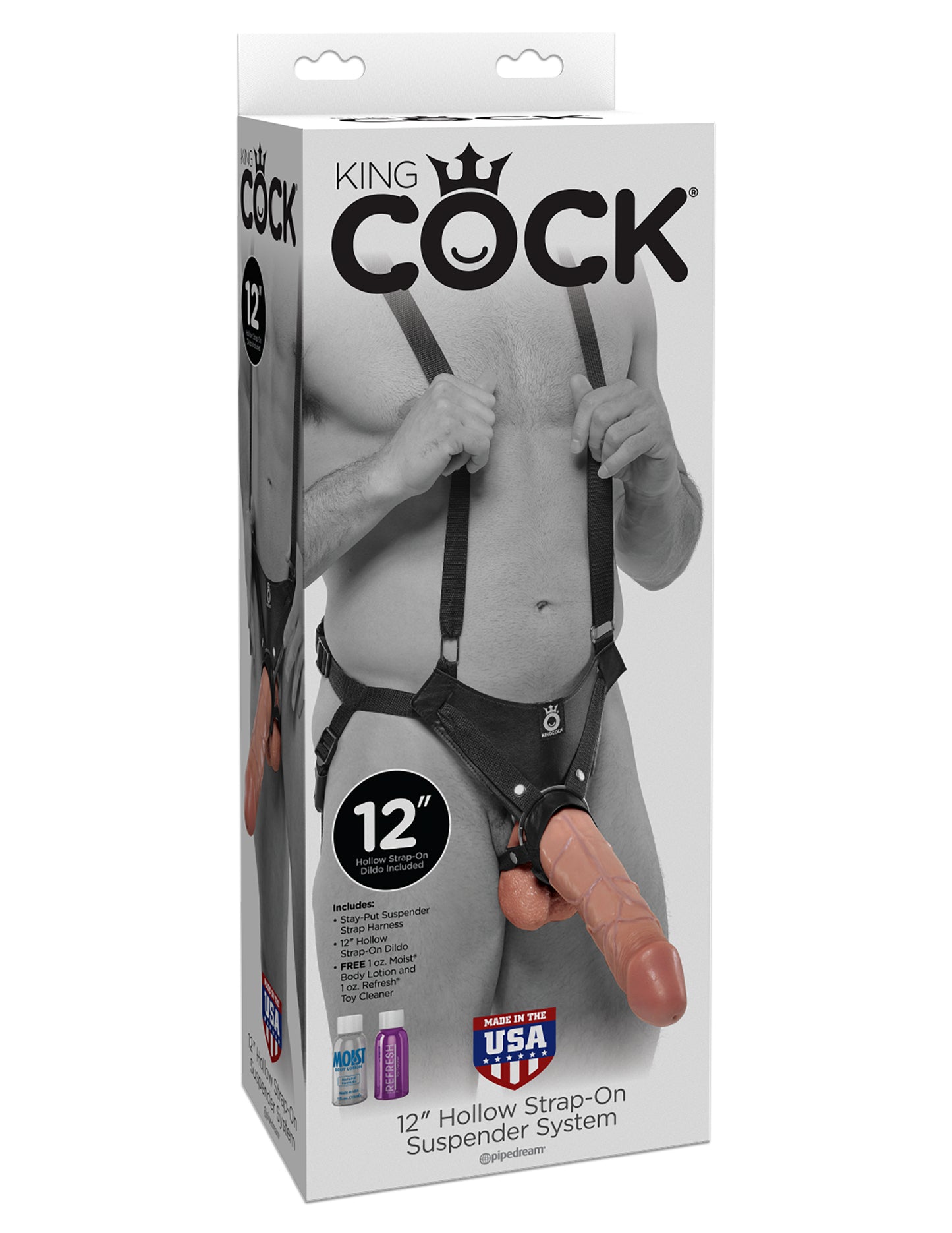 King Cock 12 Inch Hollow Strap-on Suspender System - Flesh - Not Very Vanilla