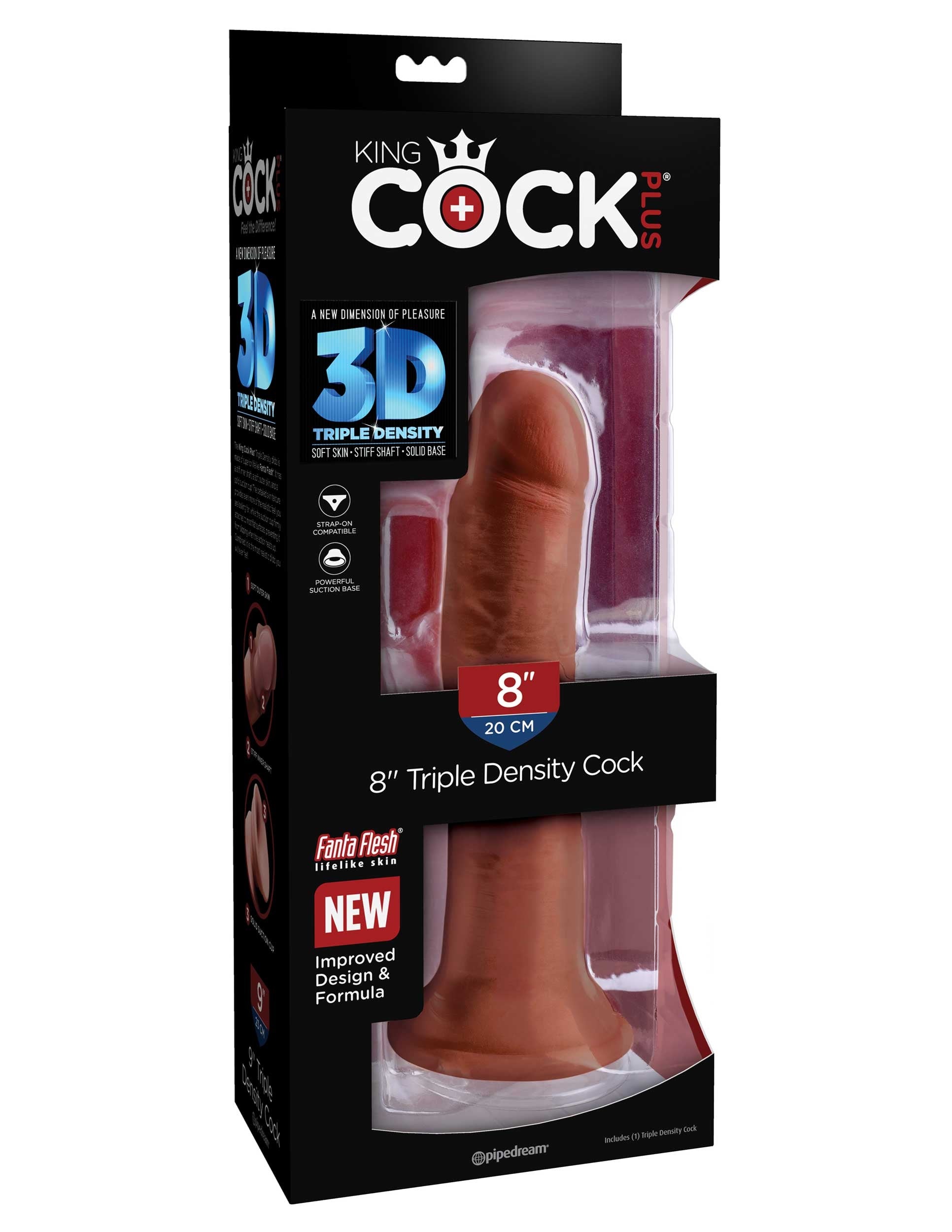 King Cock Plus Triple Density 8 Inch Cock - Brown - Not Very Vanilla