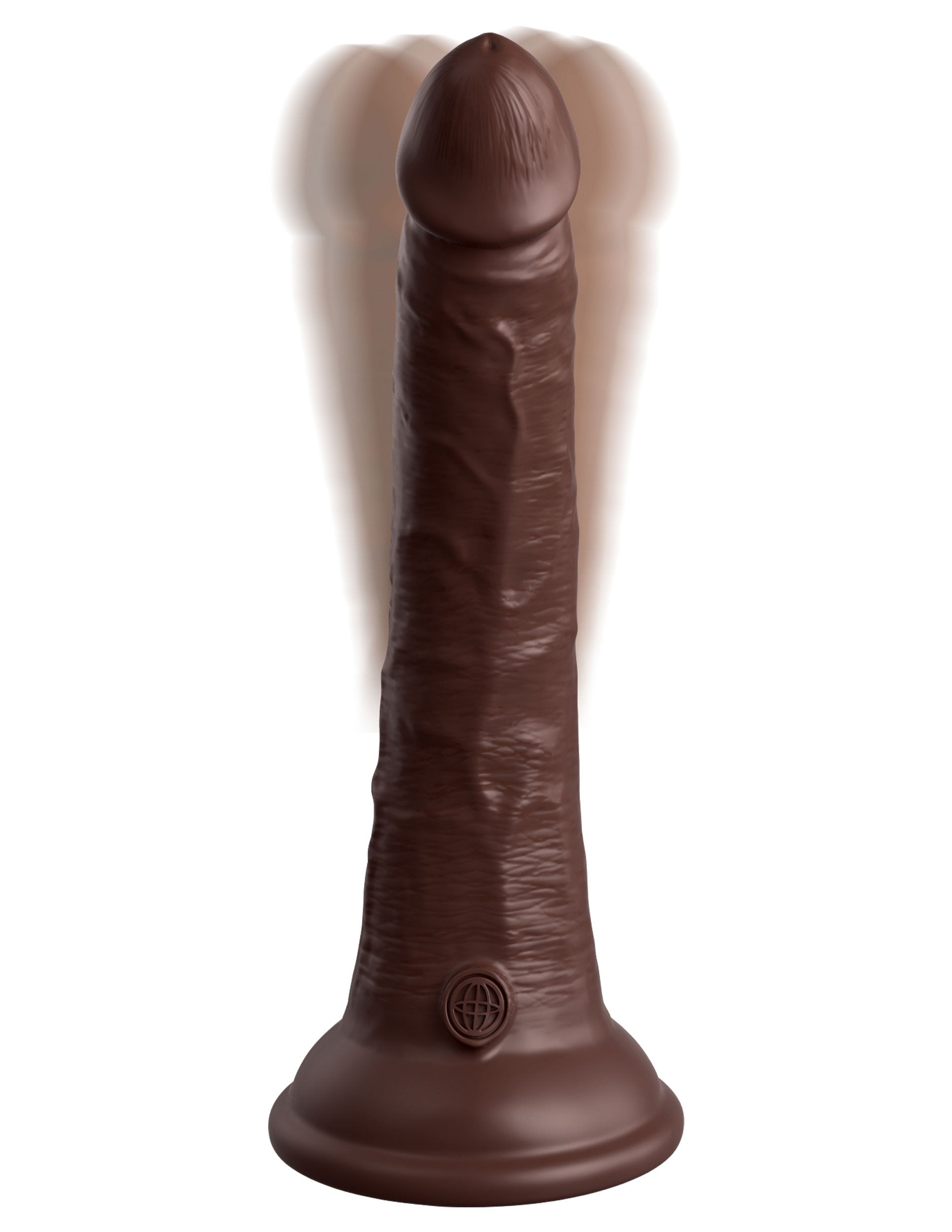 King Cock Elite 7 Inch Vibrating Silicone Dual Silicone Dual Density Cock With Remote - Brown - Not Very Vanilla