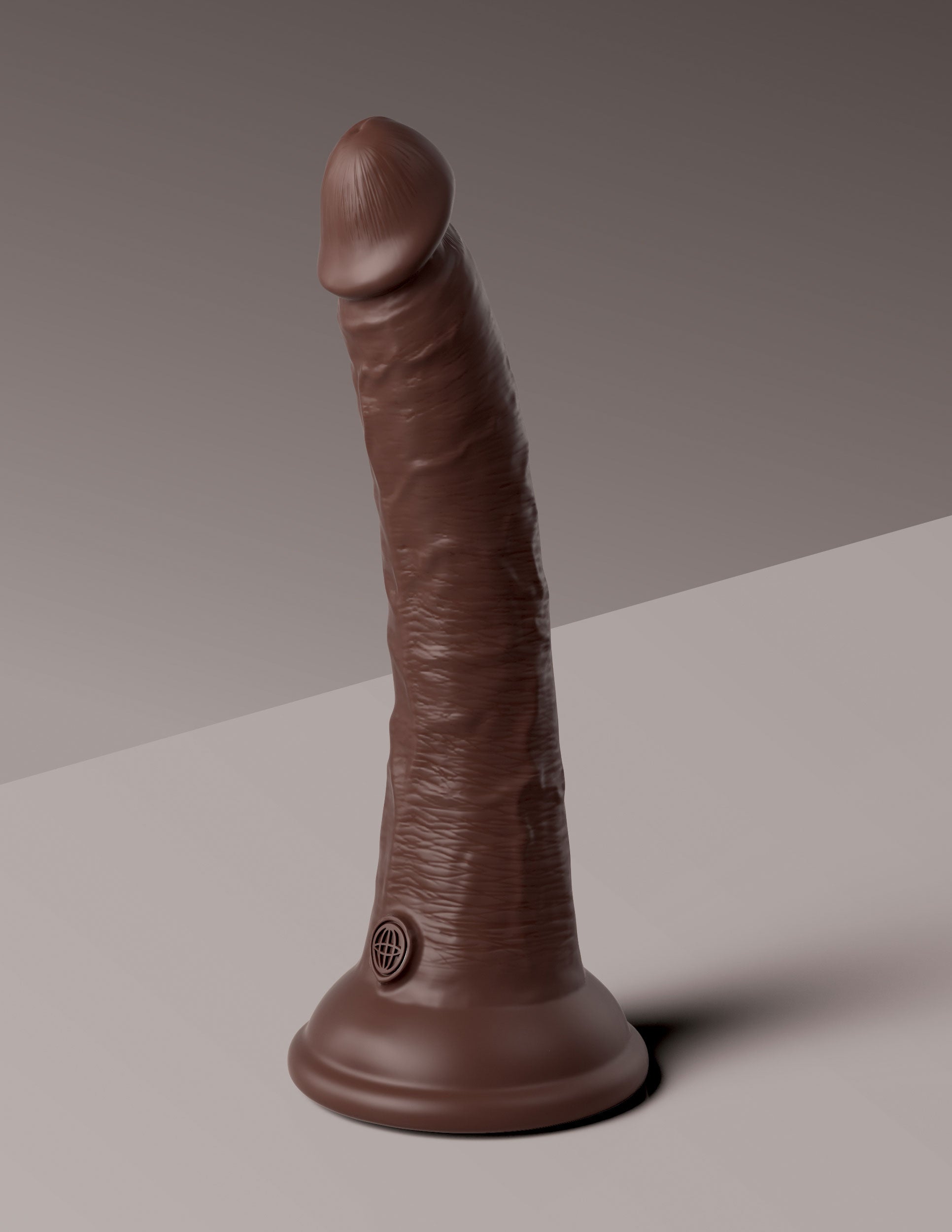 King Cock Elite 7 Inch Vibrating Silicone Dual Silicone Dual Density Cock With Remote - Brown - Not Very Vanilla