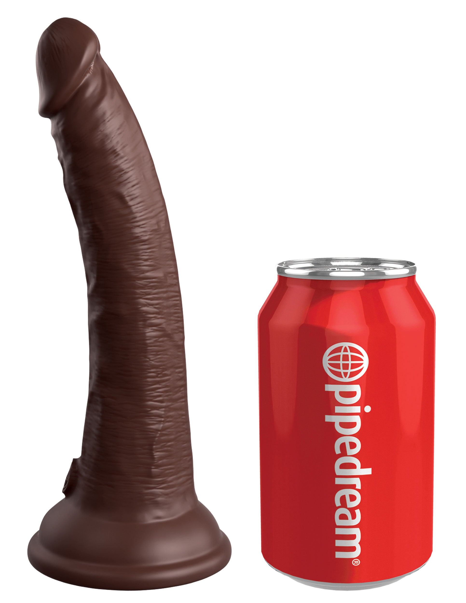 King Cock Elite 7 Inch Vibrating Silicone Dual Silicone Dual Density Cock With Remote - Brown - Not Very Vanilla