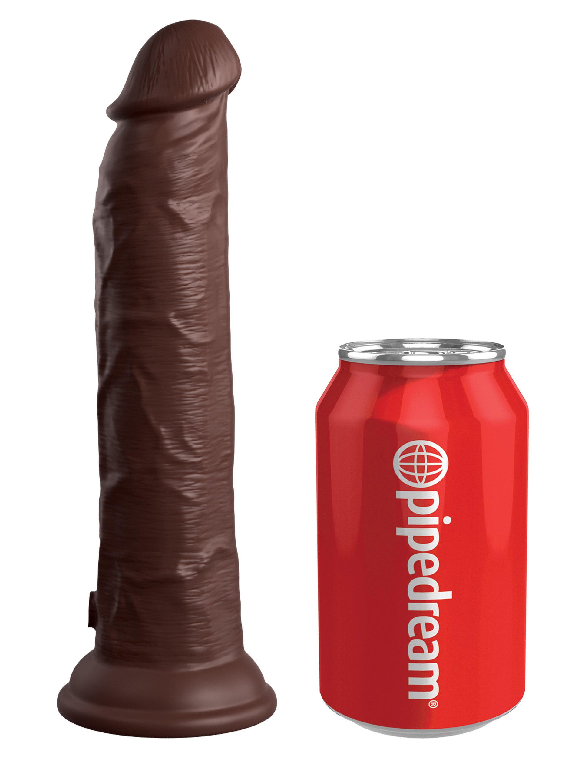 King Cock Elite 9 Inch Vibrating Silicone Dual Density Cock With Remote - Brown - Not Very Vanilla