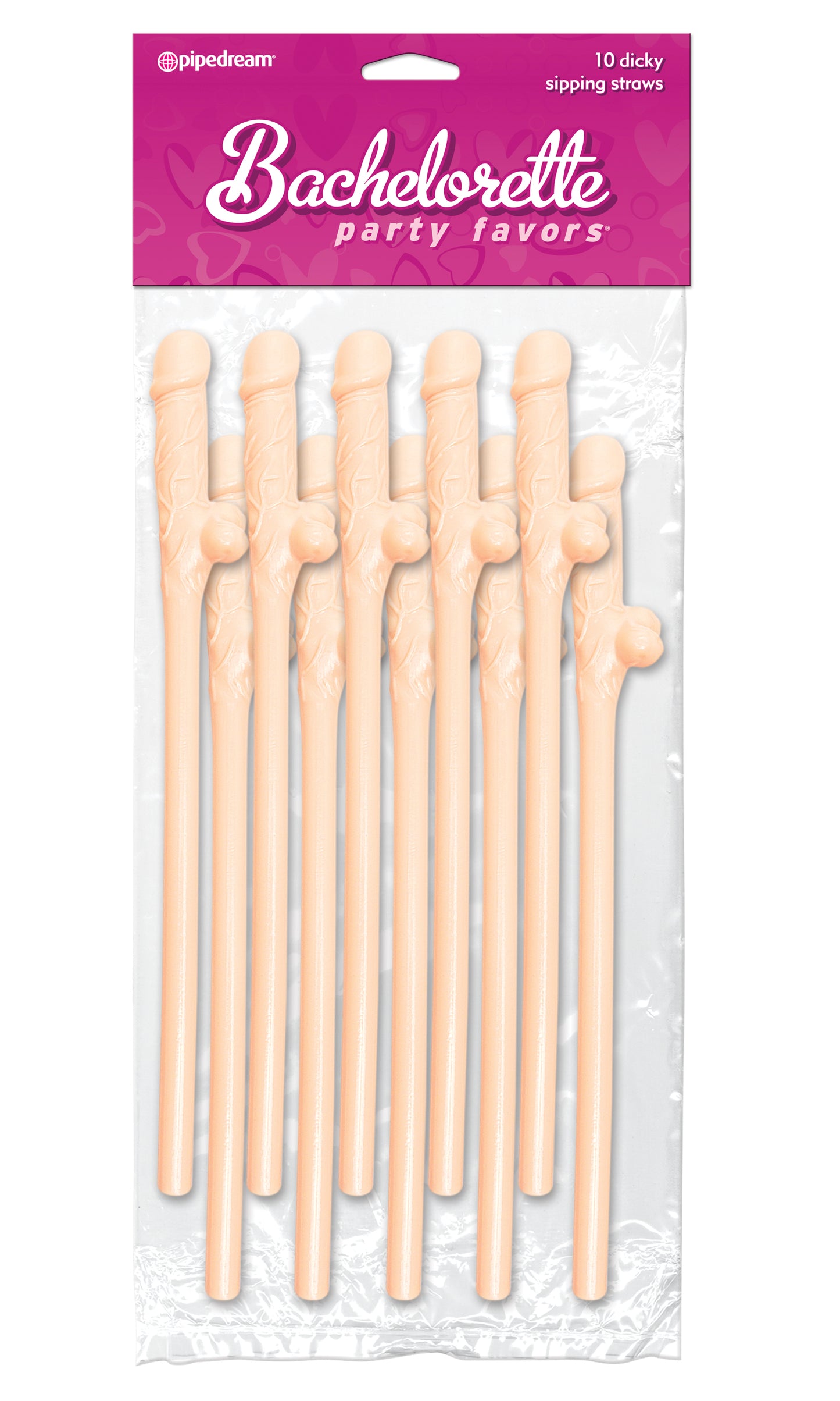 Bachelorette Party Favors - Dicky Sipping Straws - Light - 10 Piece - Not Very Vanilla