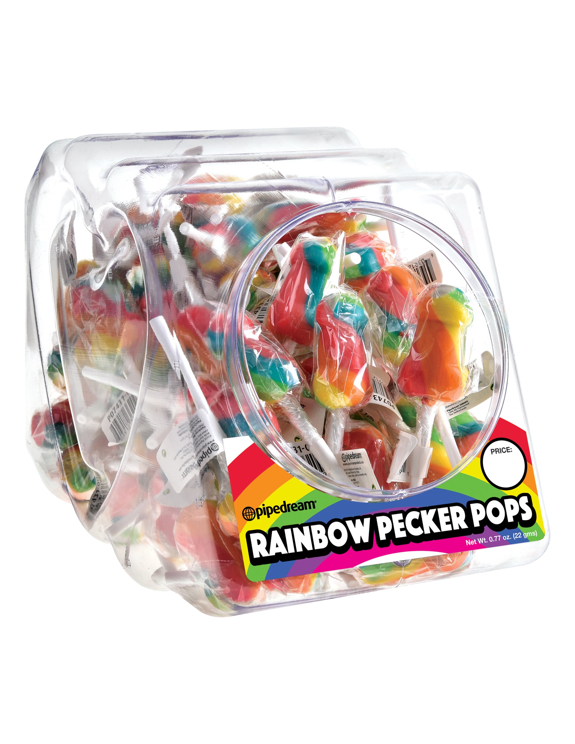 Rainbow Pecker Pops - 72 Count Fishbowl - Not Very Vanilla